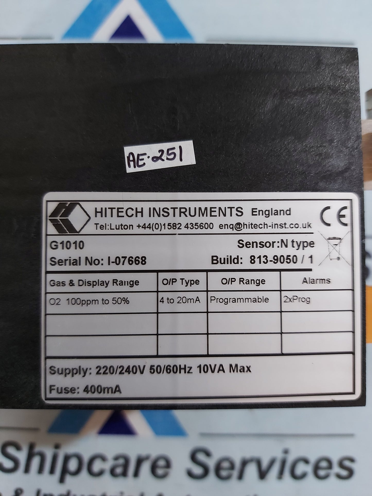 HITECH INSTRUMENTS G1010 OXYGEN ANALYSER MARK II