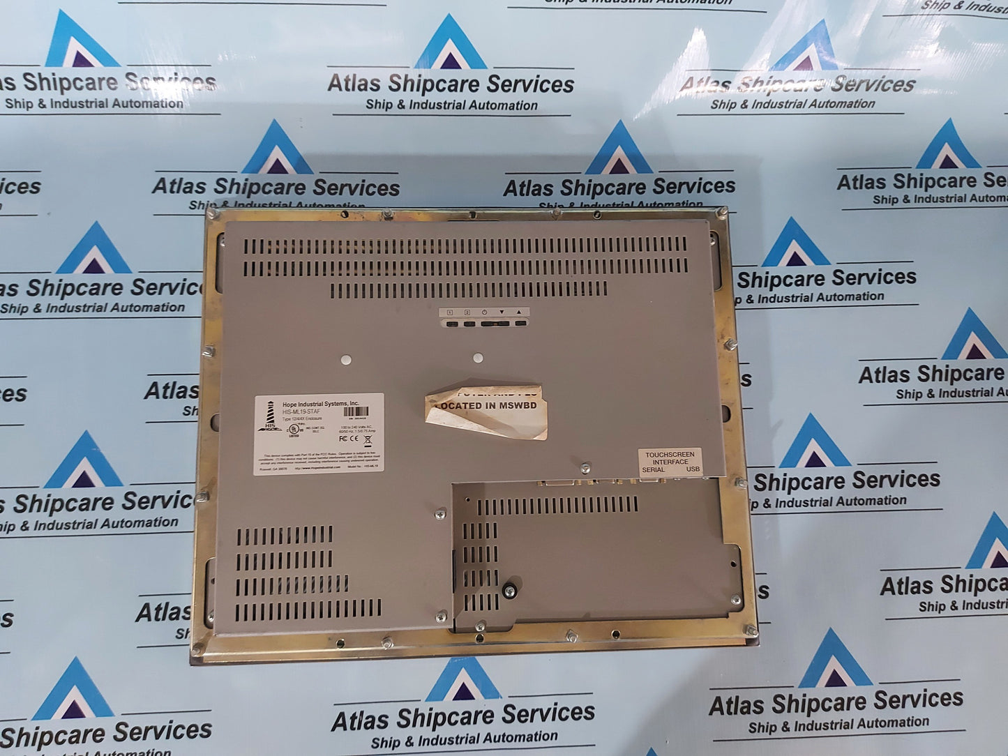 HOPE INDUSTRIAL SYSTEM HIS-ML19-STAF OPERATOR INTERFACE TOUCHSCREEN HMI PANEL