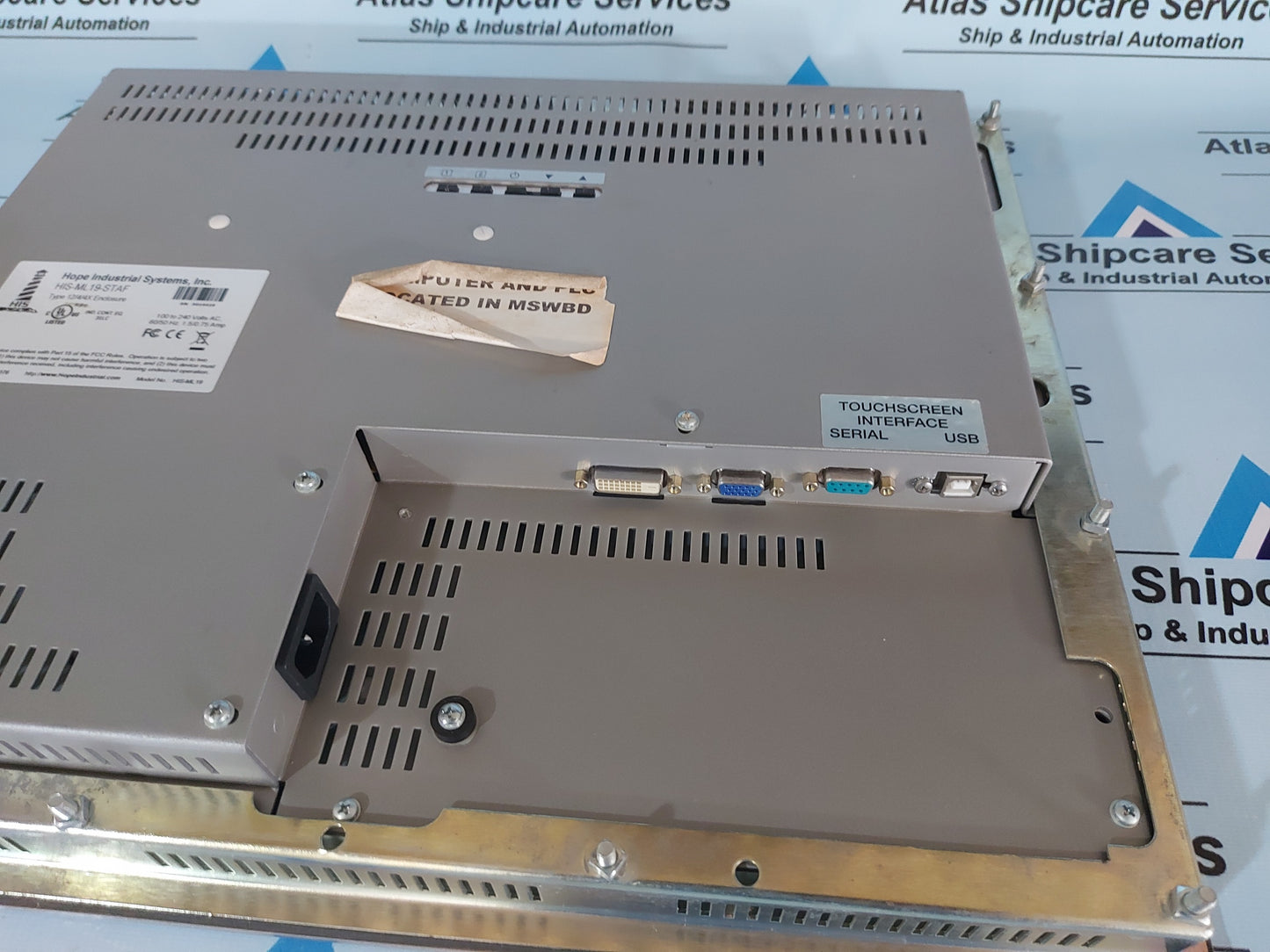 HOPE INDUSTRIAL SYSTEM HIS-ML19-STAF OPERATOR INTERFACE TOUCHSCREEN HMI PANEL