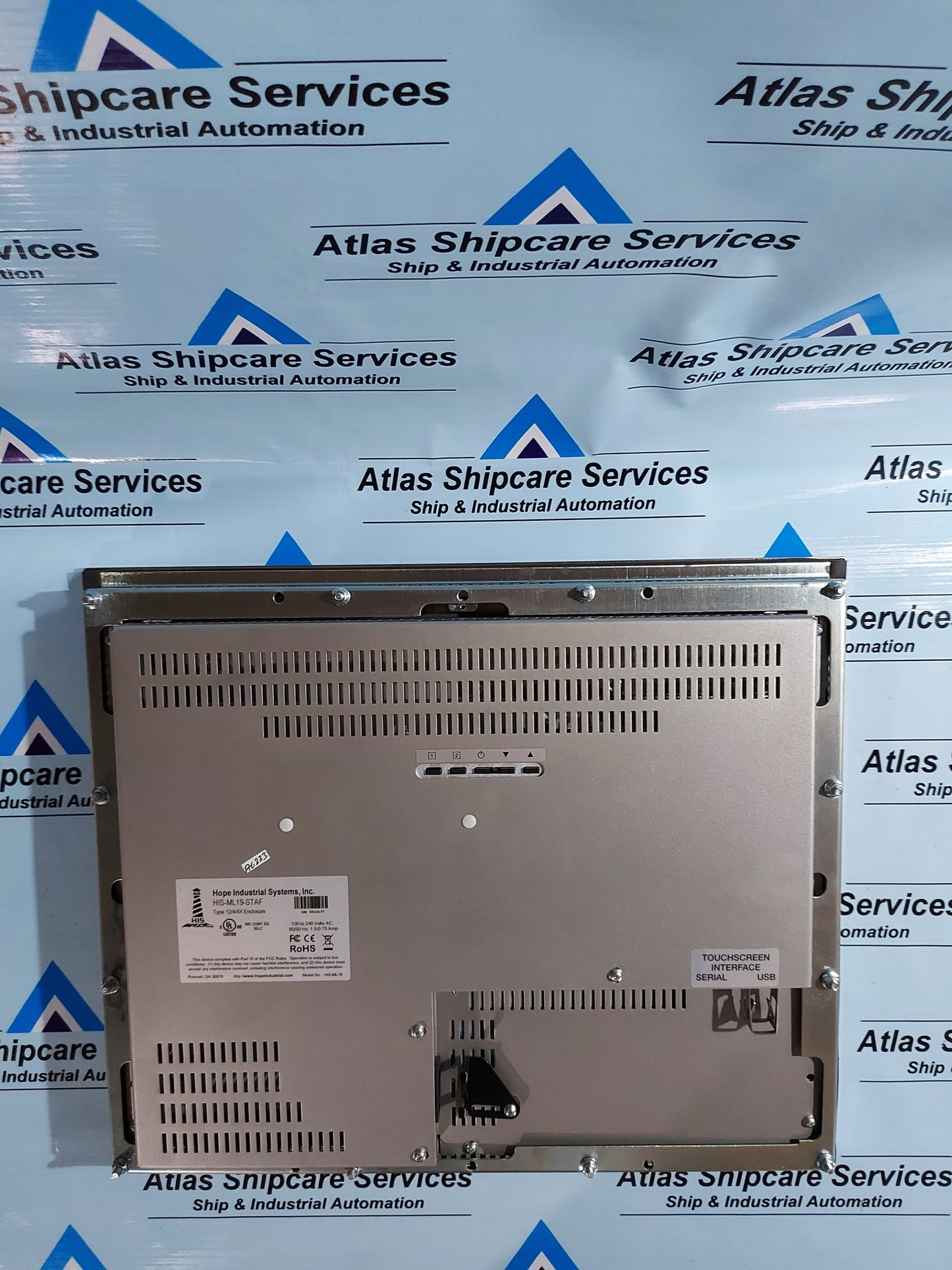 HOPE INDUSTRIAL SYSTEMS HIS-ML19-STAF OPERATOR INTERFACE TOUCHSCREEN HMI PANEL