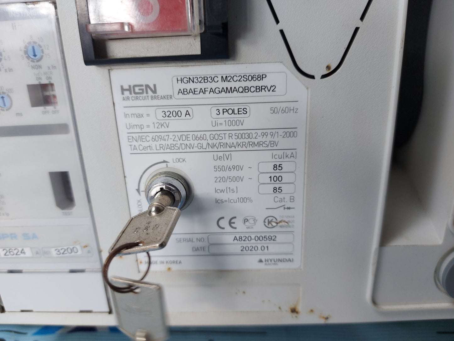 HYUNDAI HGN32B3C M2C2S068P ABAEAFAGAMAQBCBRV2 AIR CIRCUIT BREAKER 3200A