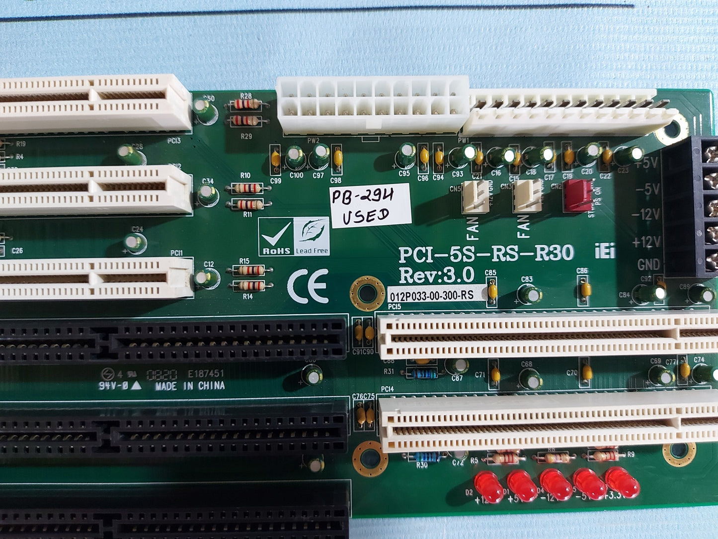 IEI PCI-5S-RS-R30 PCI BACK PLANE PCB CARD PB294