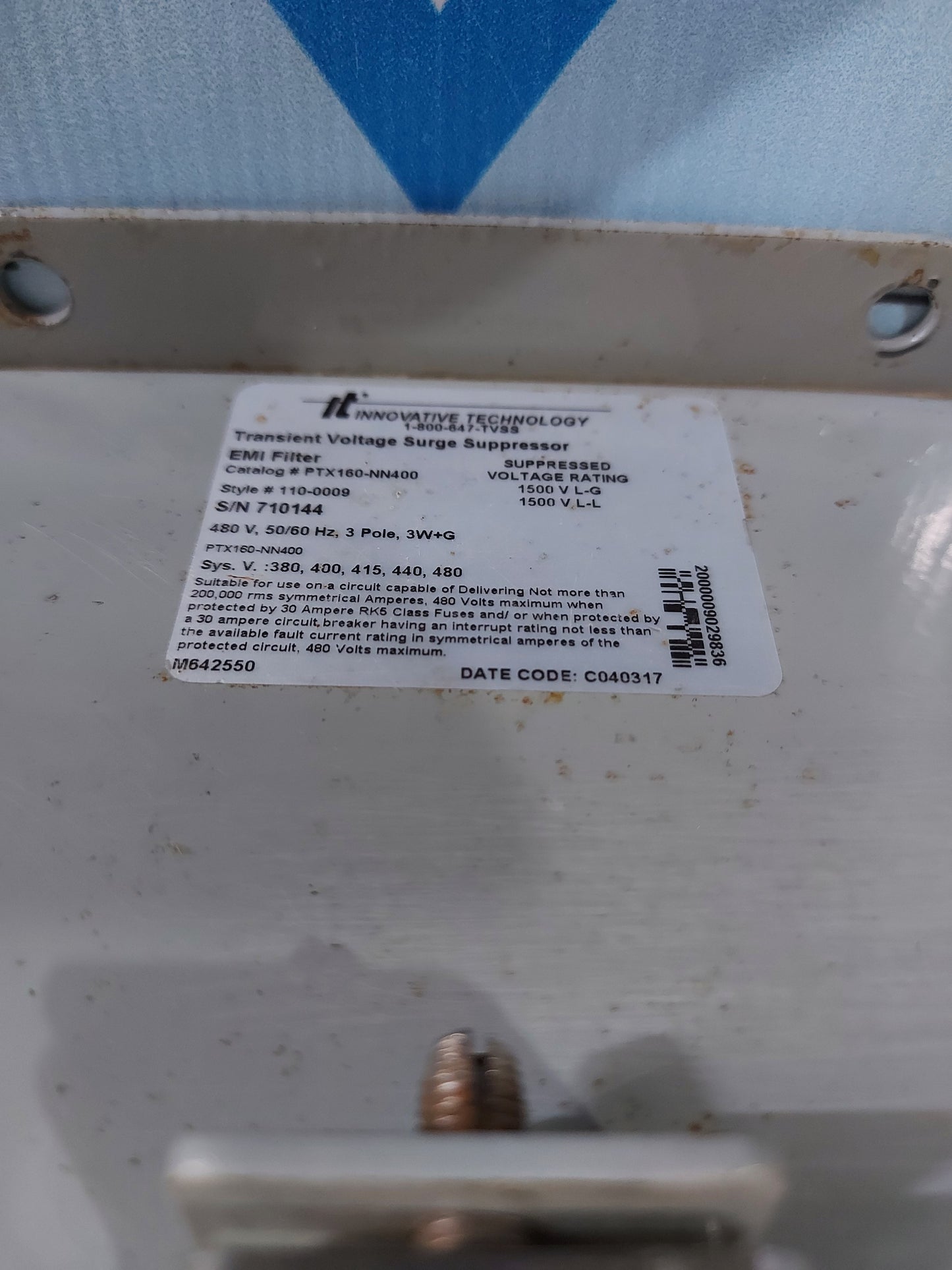 INNOVATIVE TECHNOLOGY PTX160-NN400 TRANSIENT VOLTAGE SURGE SUPPRESSOR