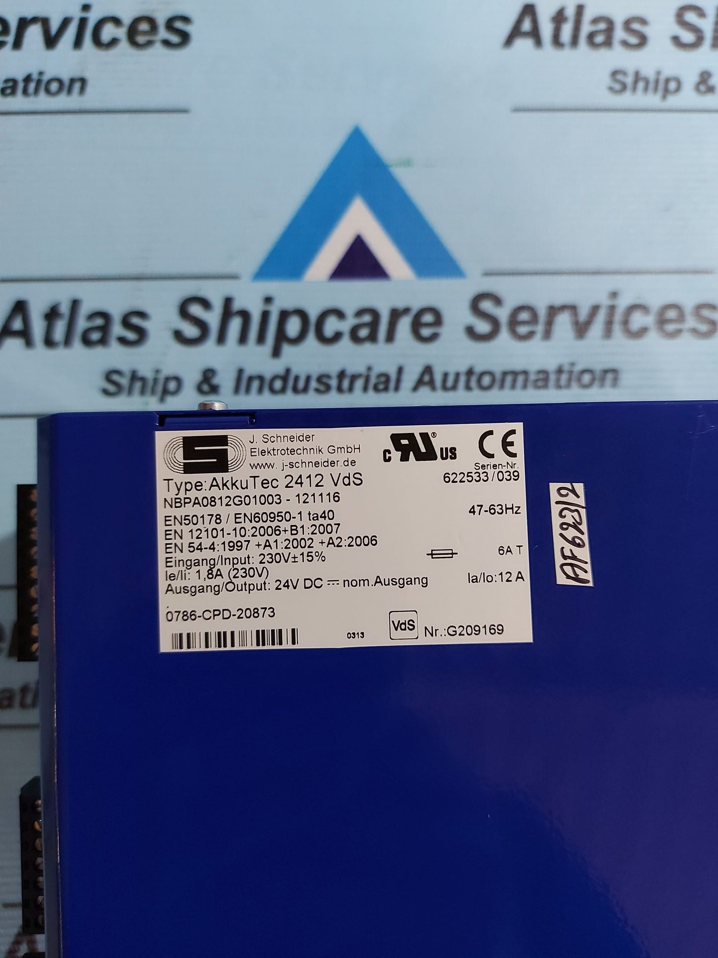 J.SCHNEIDER AKKUTEC 2412 Vds BATTERY BUFFERED DC-UPS 24V 12A POWER SUPPLY