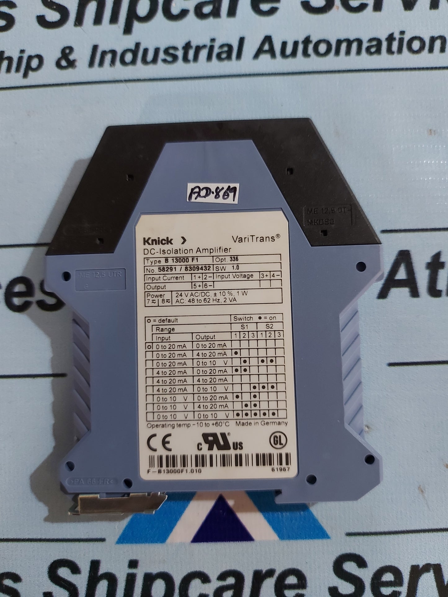 KNICK B 13000 F1 VARITRANS DC-ISOLATION AMPLIFIER