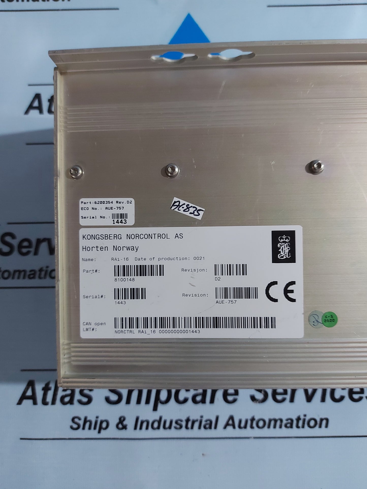 KONGSBERG RAI-16 8100148 REMOTE ANALOGUE INPUT MODULE REV.D2