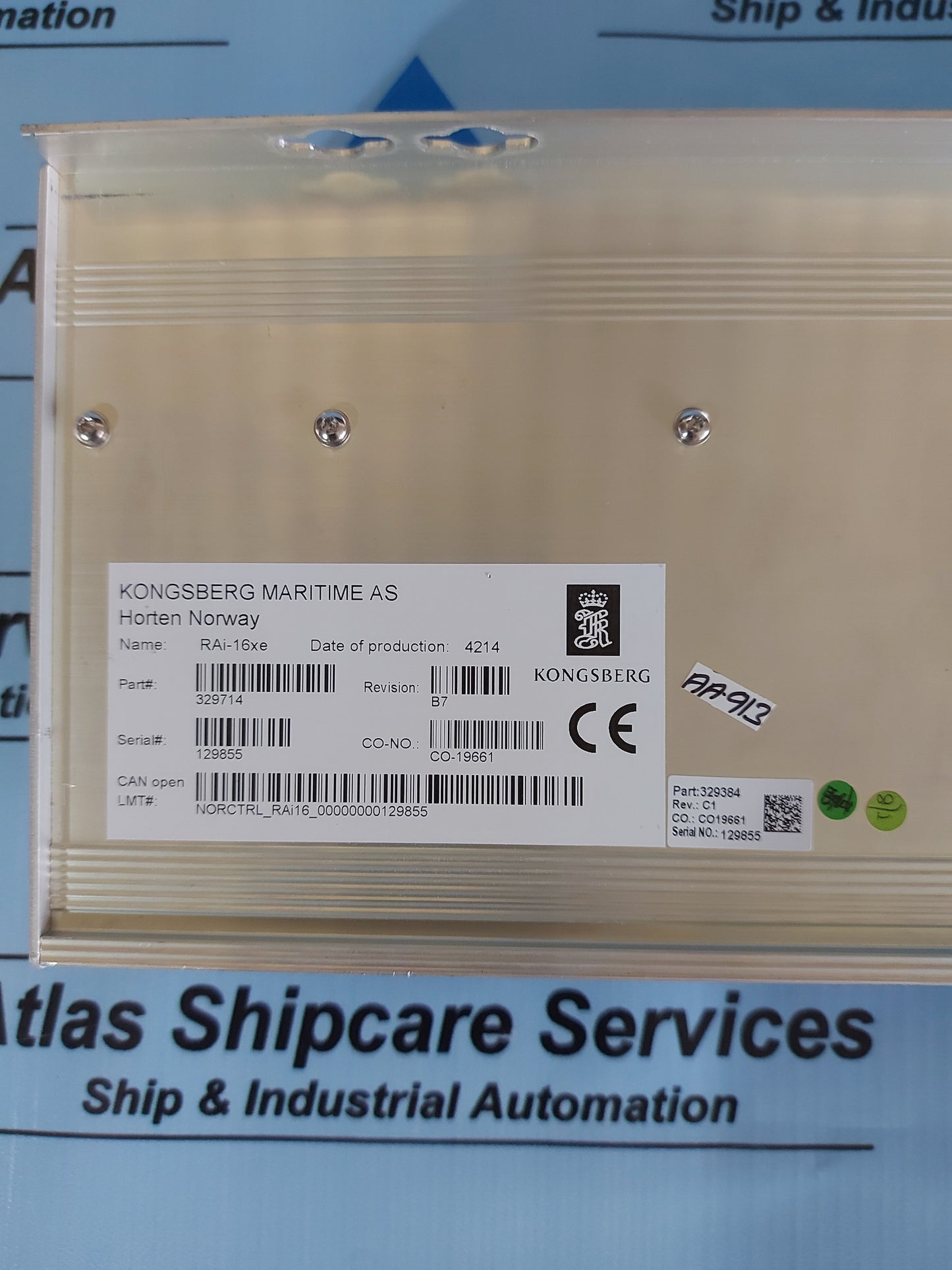 KONGSBERG RAi-16xe 329714 REMOTE ANALOGUE INPUT MODULE REV.B7