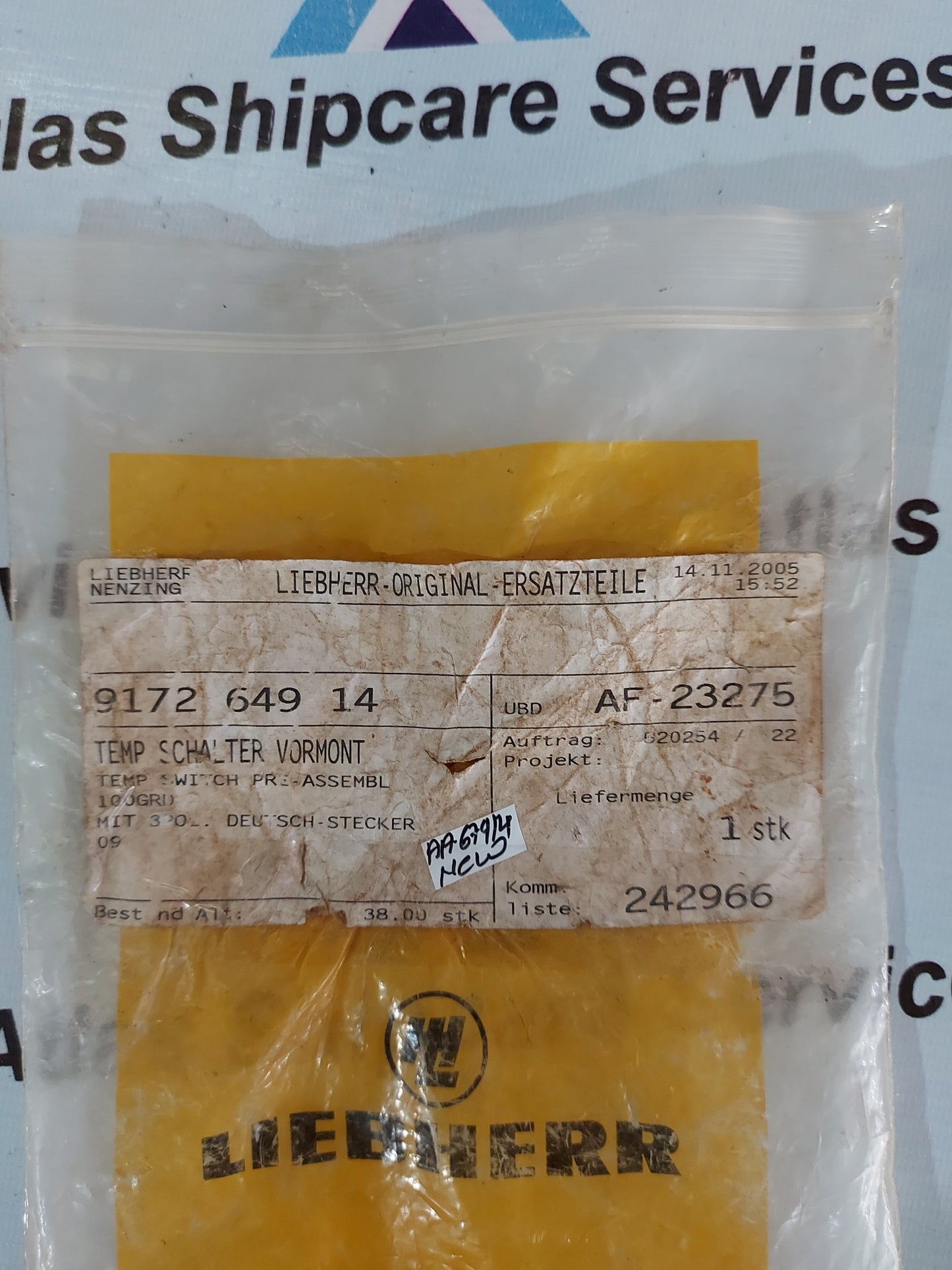 LIEBHERR 9172 649 14 TEMPERATURE SWITCH PRE-ASSEMBLE 100GRD