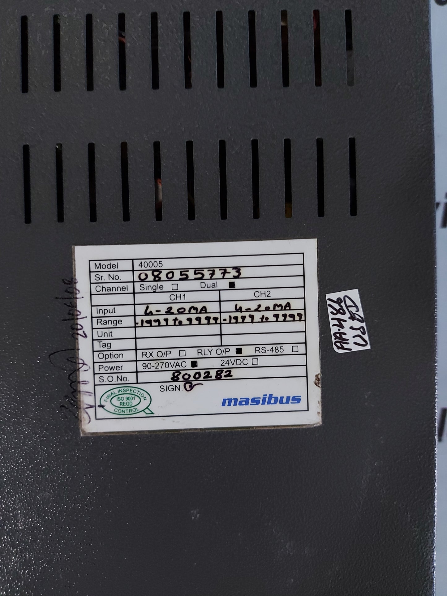 MASIBUS 40005 BARGRAPH DIGITAL DISPLAY PROCESS SIGNAL CONTROL INDICATOR