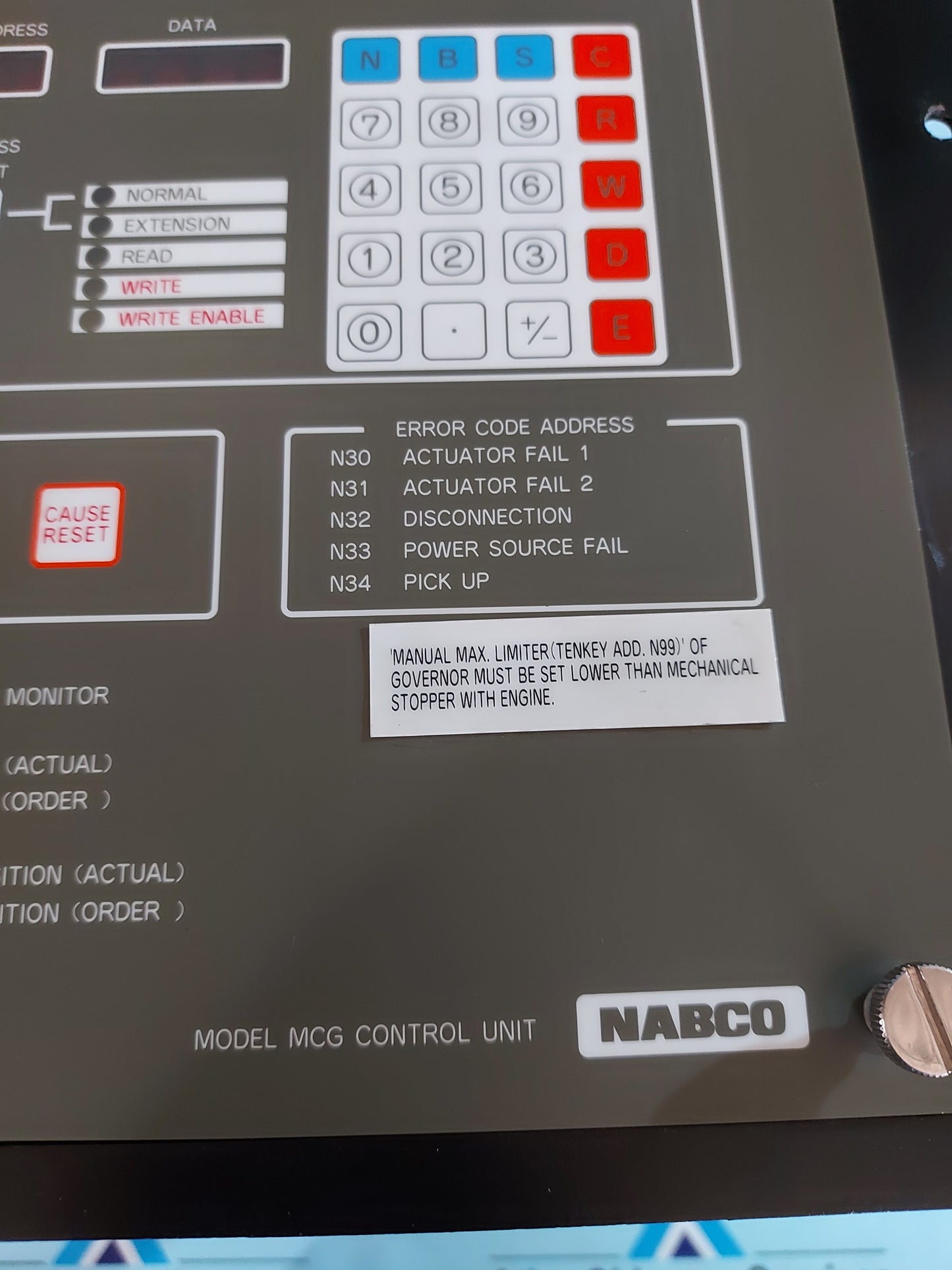 NABCO MG-800 GOVERNOR SYSTEM MGC CONTROL UNIT