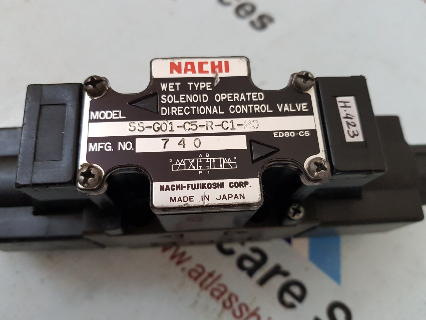 NACHI SS-G01-C5-R-C1-20 SOLENOID OPERATED DIRECTIONAL CONTROL VALVE H423