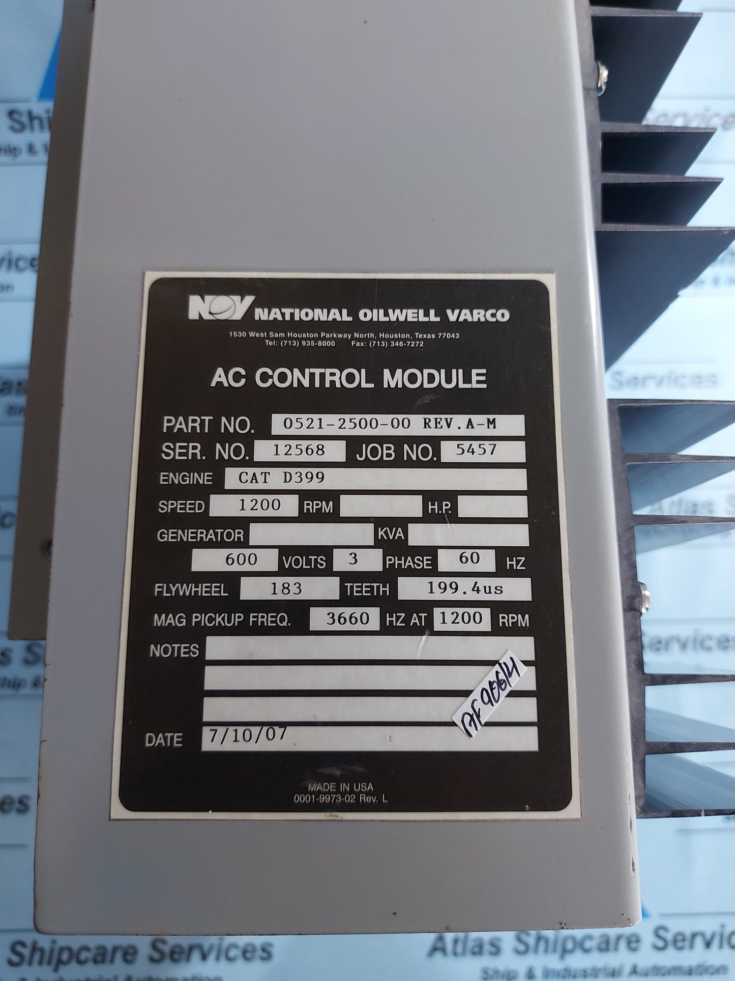 NATIONAL OILWELL VARCO 0521-2500-00 REV.A-M AC CONTROL MODULE