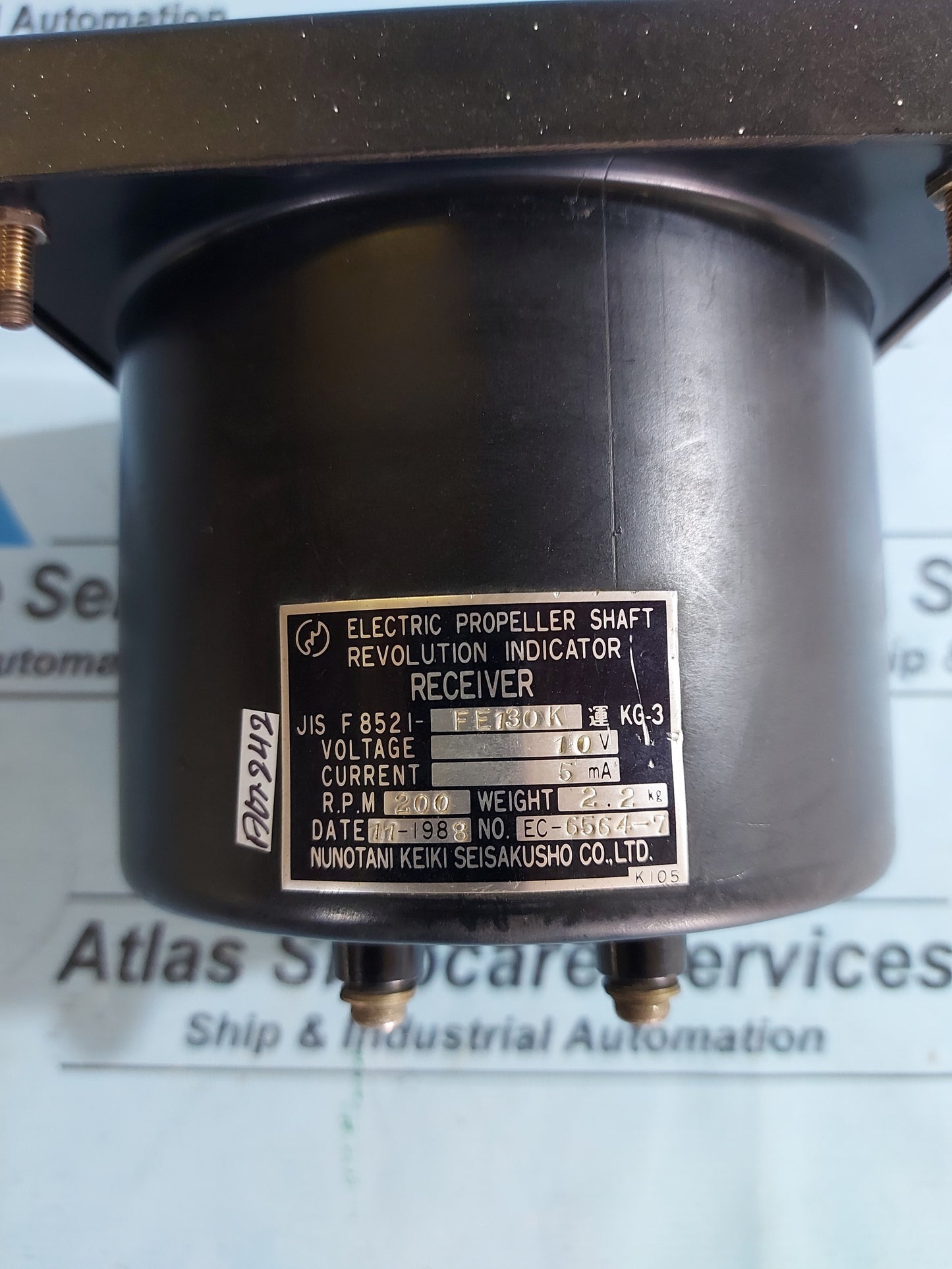 NUNOTANI KEIKI JIS F 8521-FE130K ELECTRIC PROPELLER SHAFT REVOLUTION INDICATOR AG242