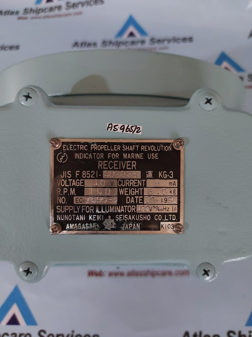 Nunotani Keiki JIS F 8521-SD200K Electric Propeller Shaft Revolution Indicator