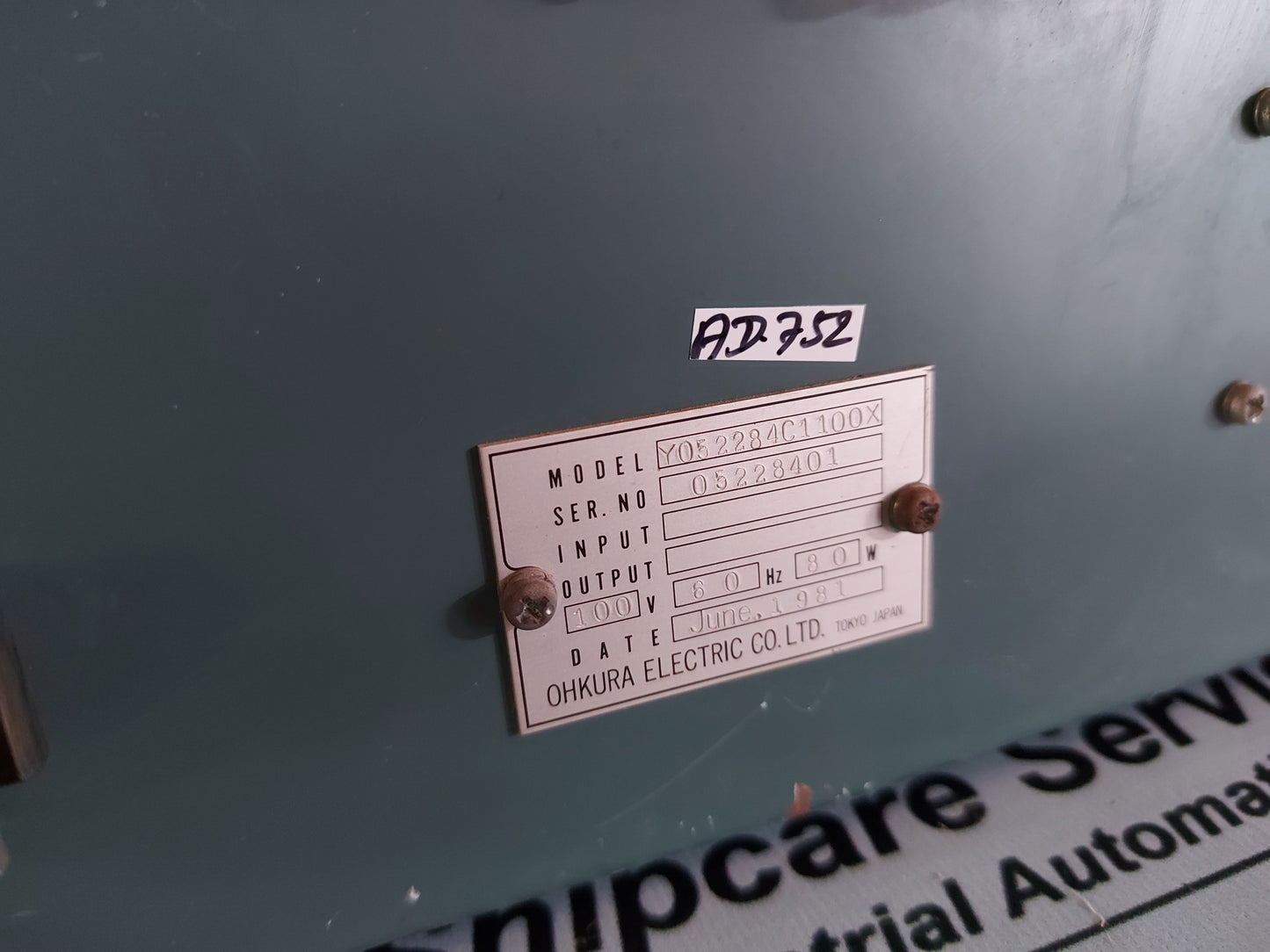 OHKURA ELECTRIC Y052284C1100X CONTROL UNIT