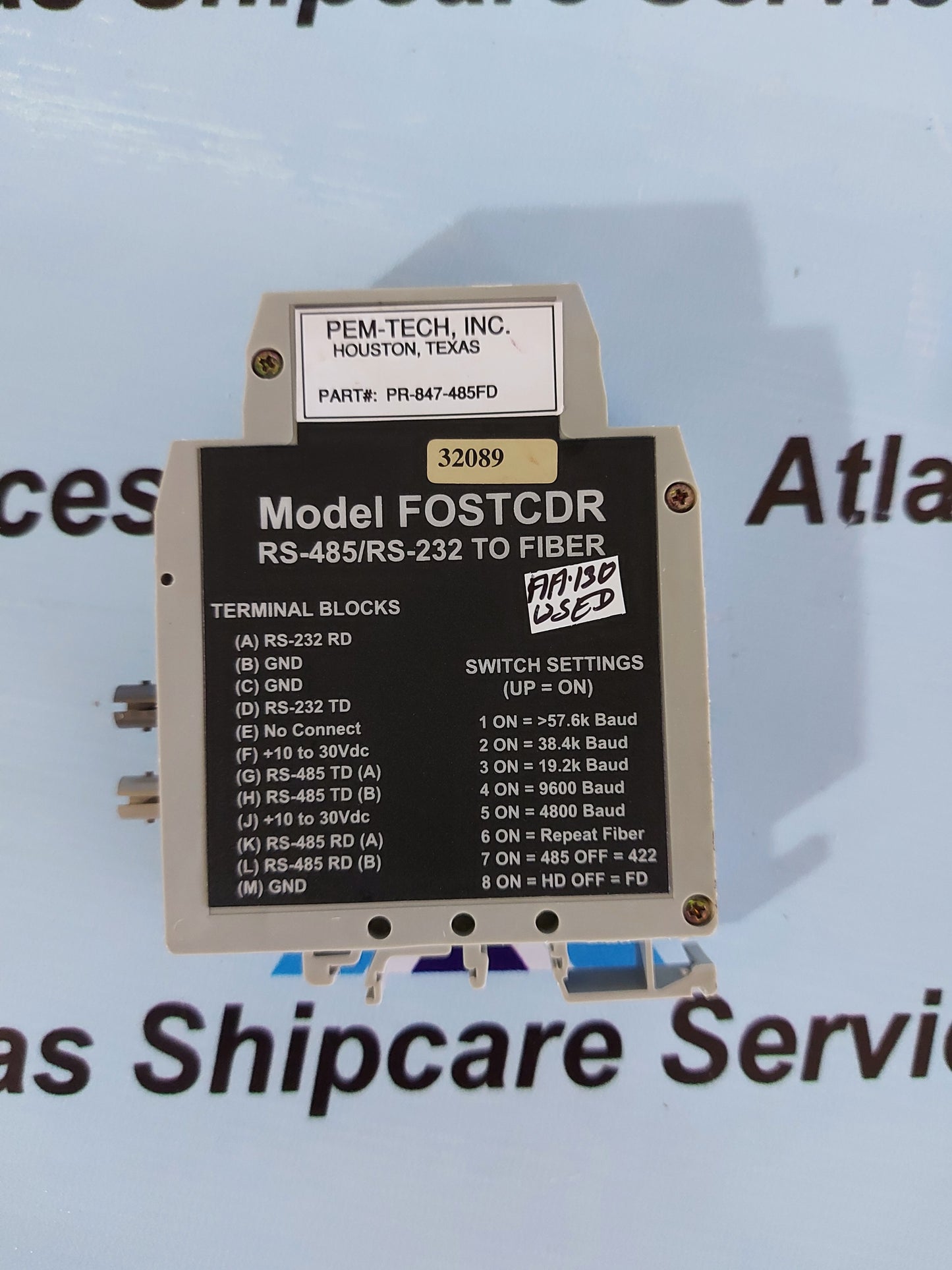 PEM-TECH FOSTCDR RS485 FIBER OPTICS DATA CONVERTER