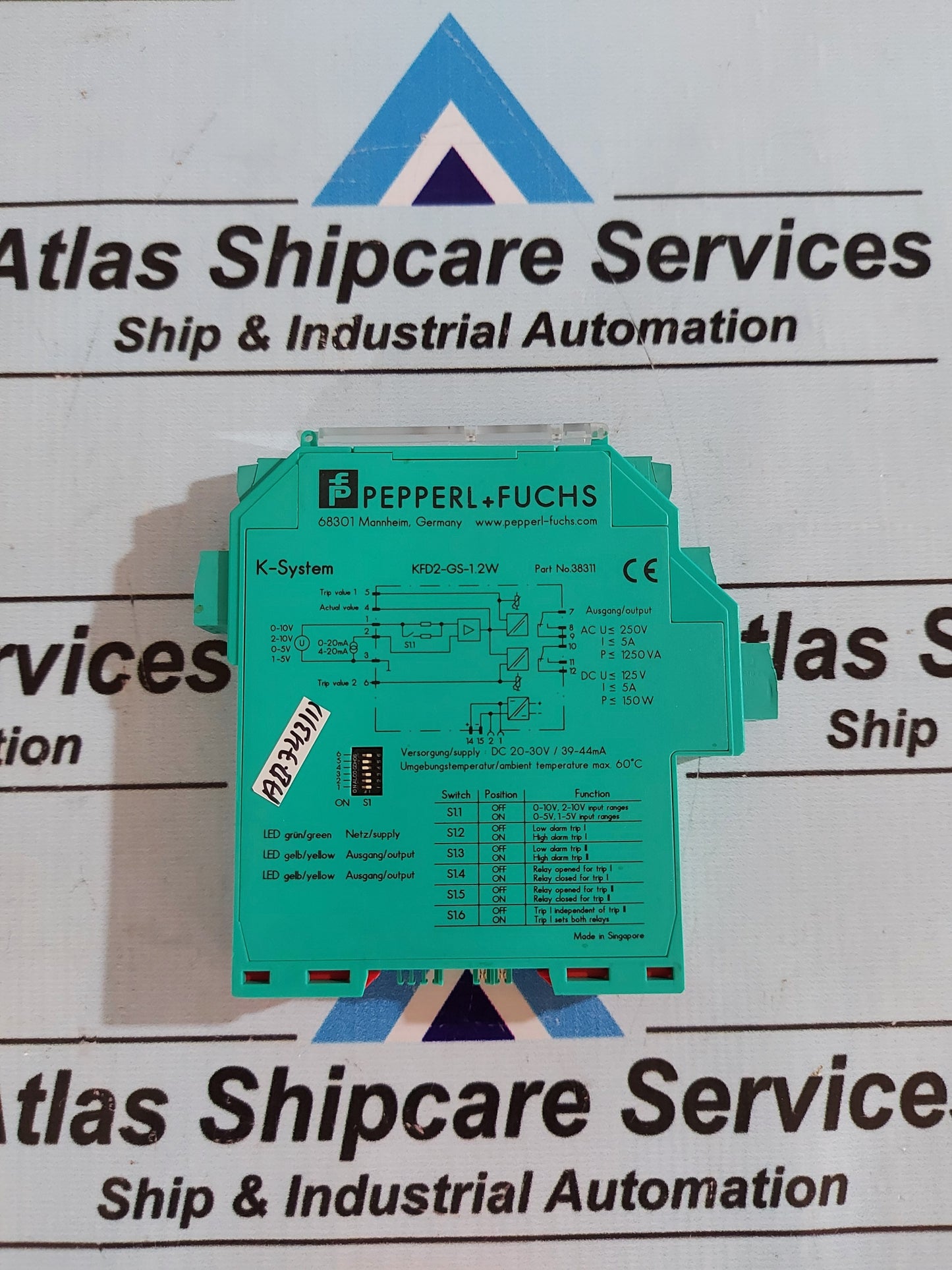 PEPPERL + FUCHS KFD2-GS-1.2W CURRENT/VOLTAGE TRIP VALUE