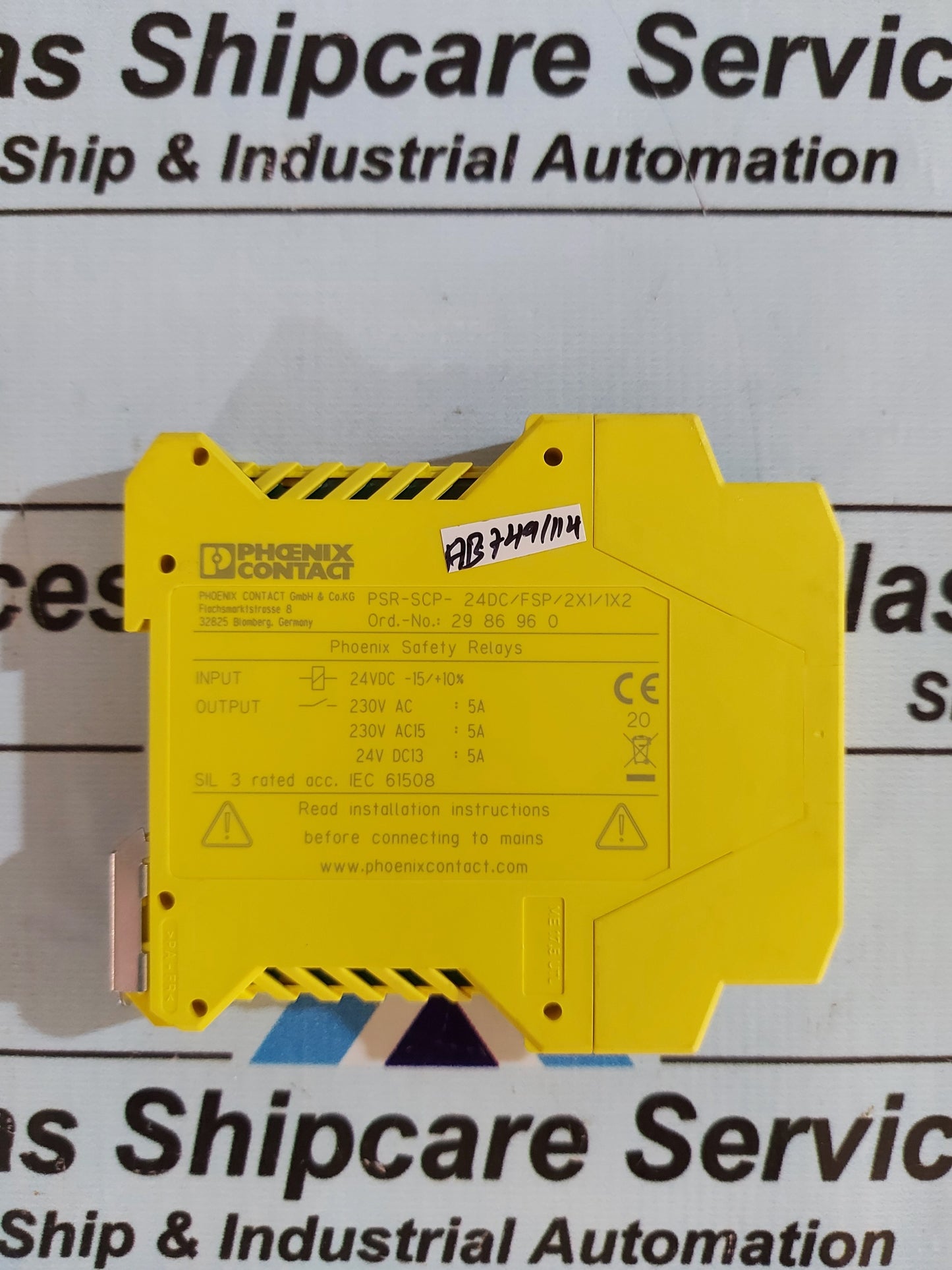 PHOENIX CONTACT PSR-SCP-24DC/FSP/2X1/1X2 SAFETY RELAY 2986960