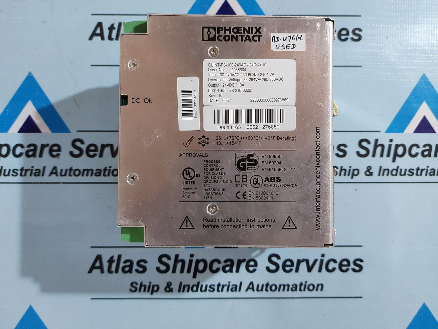 PHOENIX CONTACT QUINT-PS-100-240AC/24DC/10 POWER SUPPLY UNIT