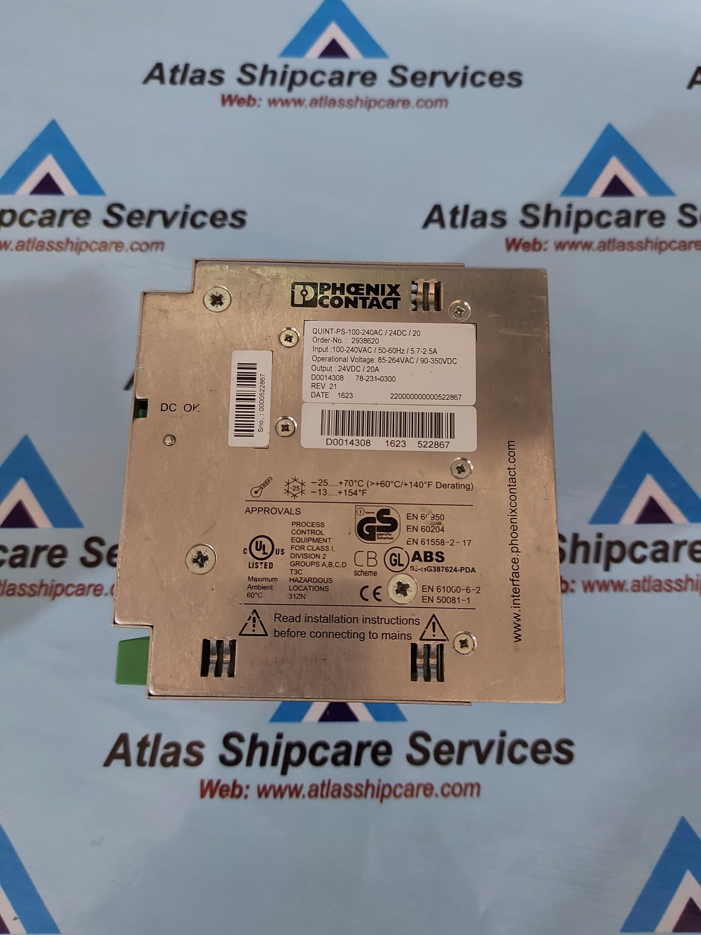 PHOENIX CONTACT QUINT-PS-100-240AC/24DC/20 POWER SUPPLY