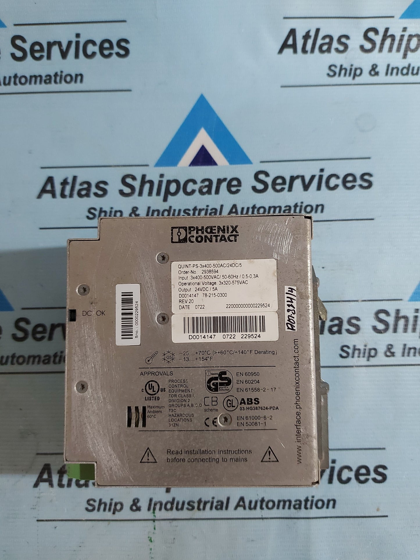 PHOENIX CONTACT QUINT-PS-3x400-500AC/24DC/5 POWER SUPPLY UNIT AG314