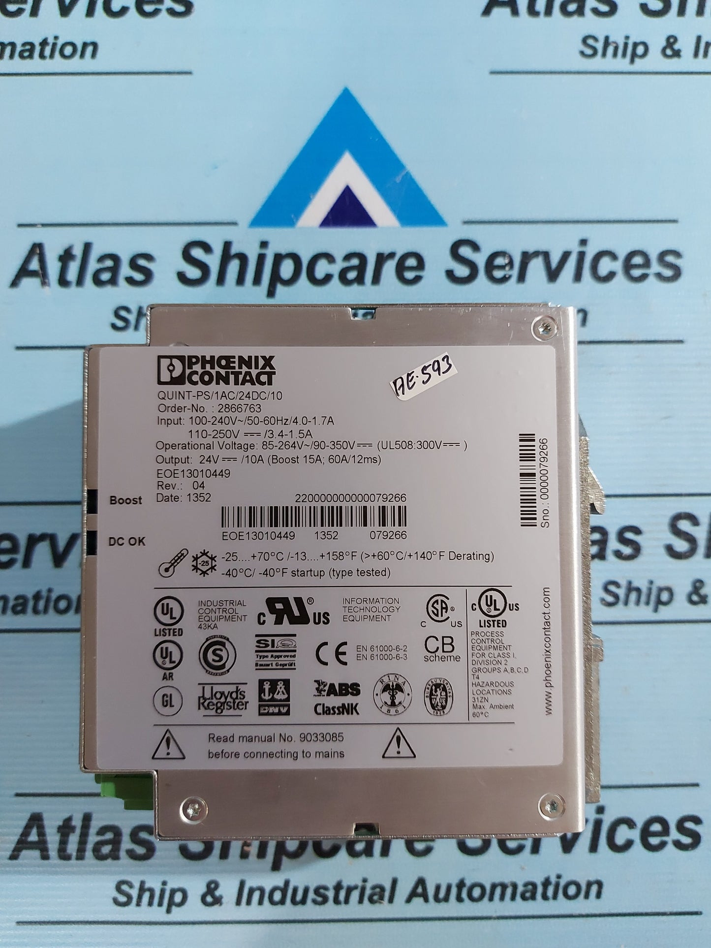 PHOENIX CONTACT QUINT-PS/1AC/24DC/10 - 2866763 POWER SUPPLY UNIT