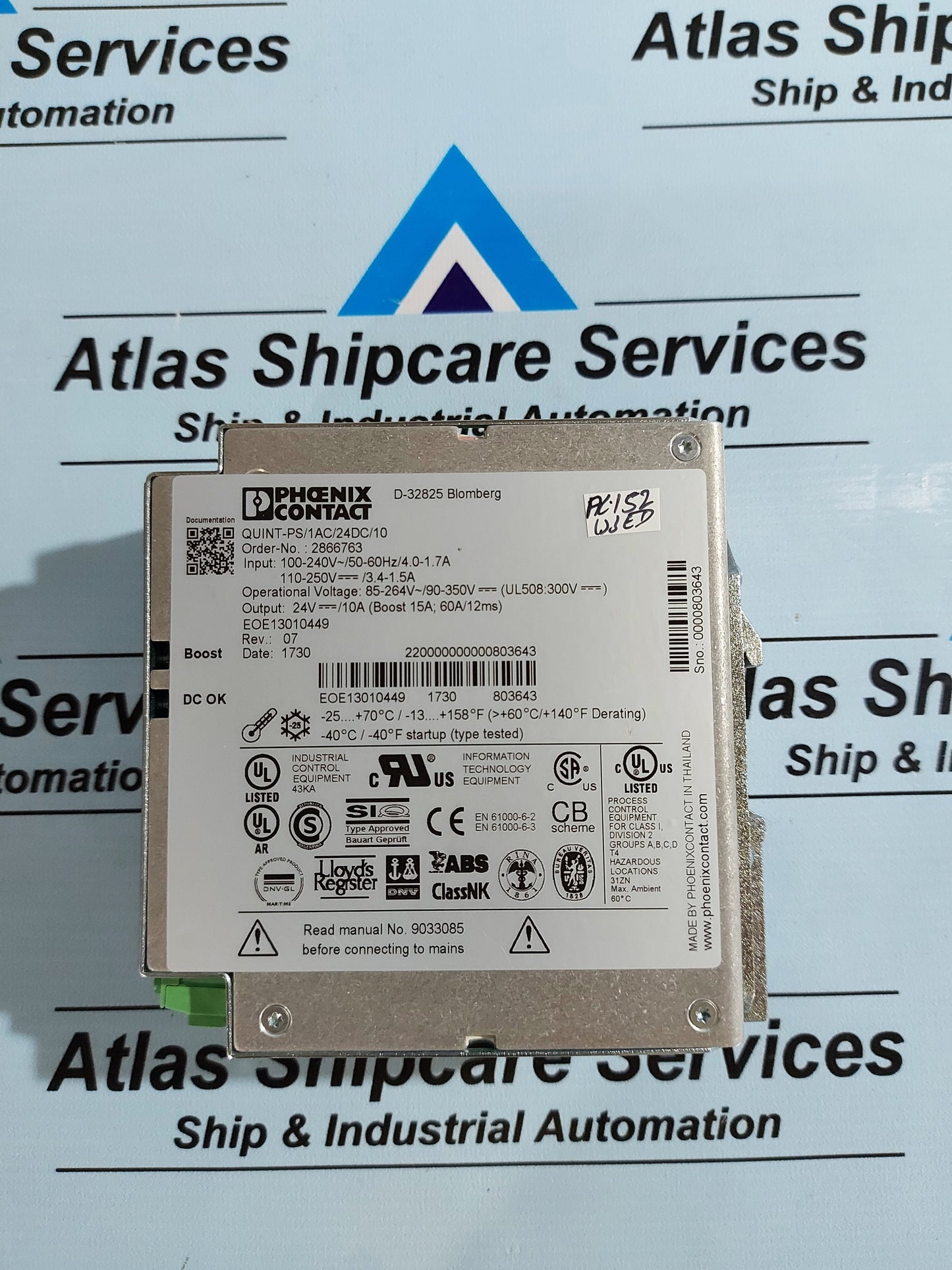 PHOENIX CONTACT QUINT-PS/1AC/24DC/10 POWER SUPPLY UNIT