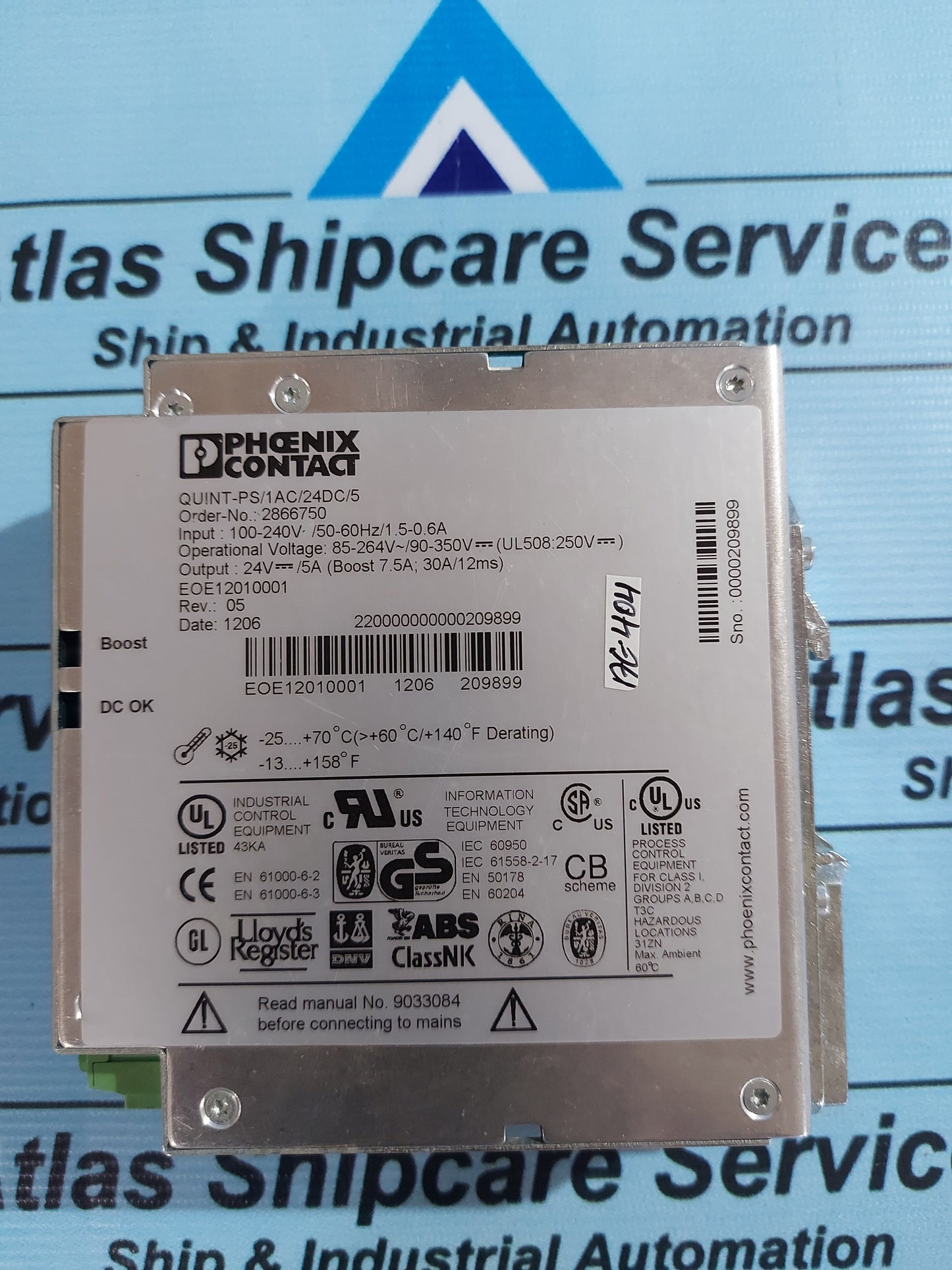 PHOENIX CONTACT QUINT-PS/1AC/24DC/5 POWER SUPPLY UNIT