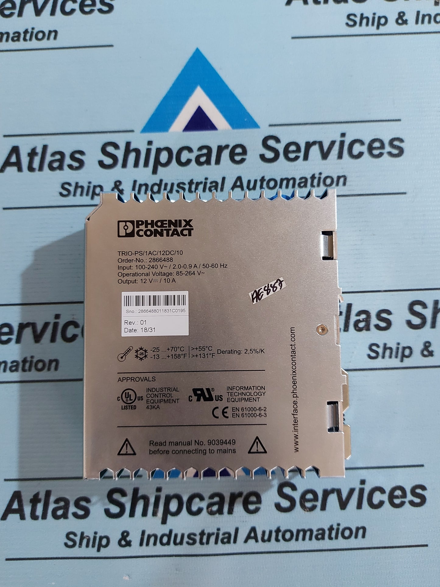 PHOENIX CONTACT TRIO-PS/1AC/12DC/10 - 2866488 POWER SUPPLY UNIT