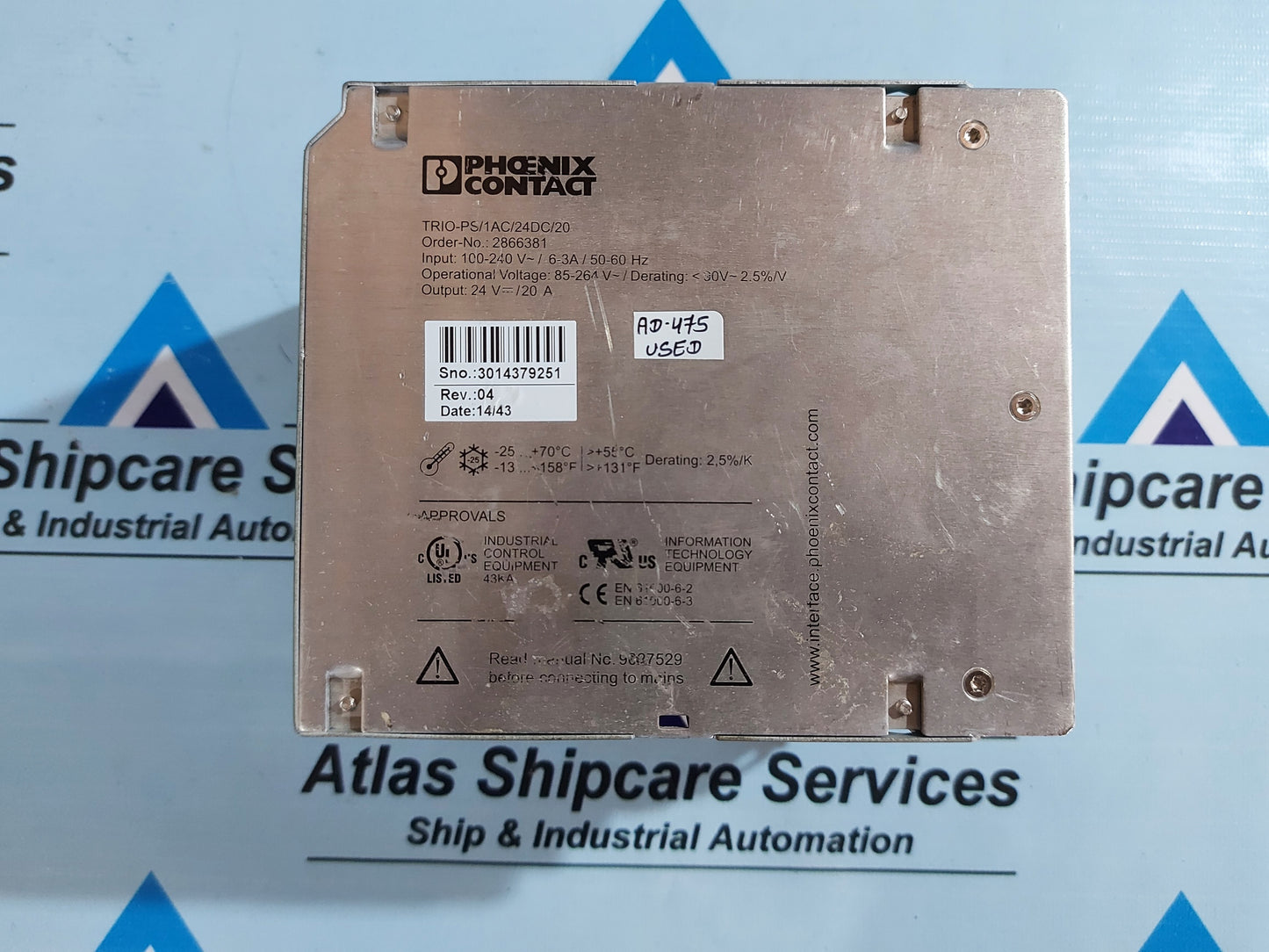 PHOENIX CONTACT TRIO-PS/1AC/24DC/20 - 2866381 POWER SUPPLY UNIT