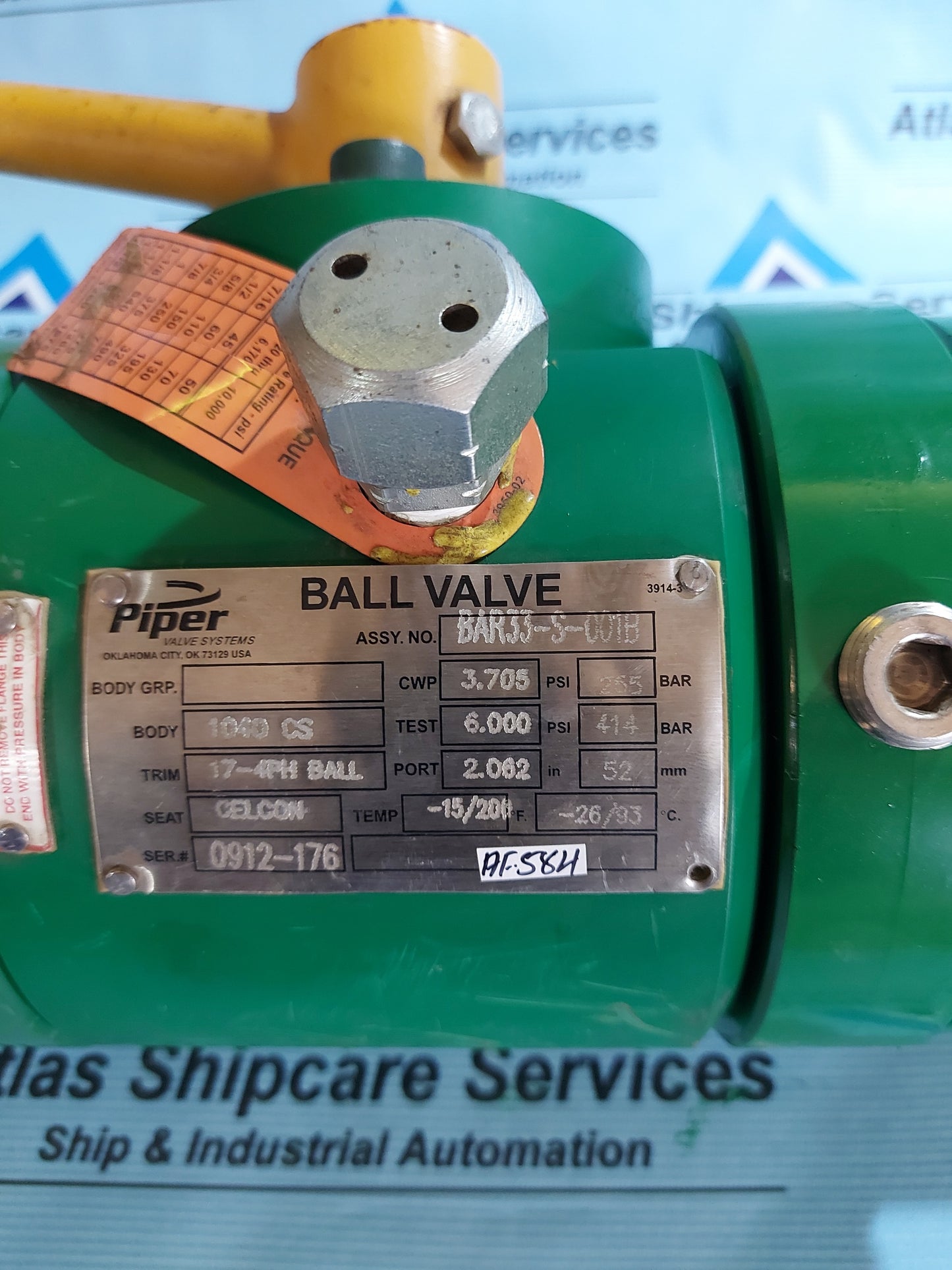 PIPER VALVE SYSTEMS BAR33-S-001B BALL VALVE