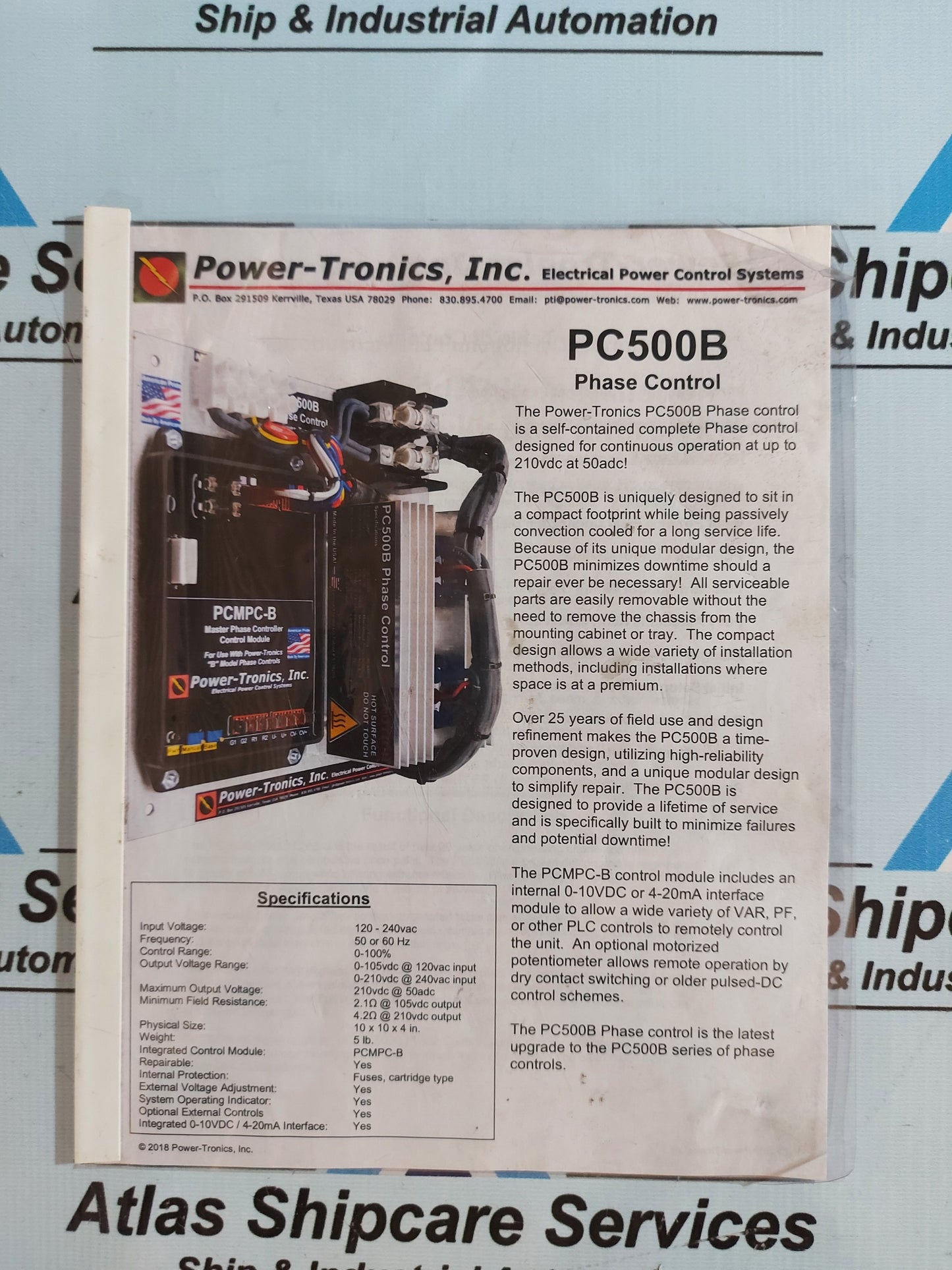 POWER-TRONICS PCMPC-B MASTER PHASE CONTROLLER CONTROL MODULE