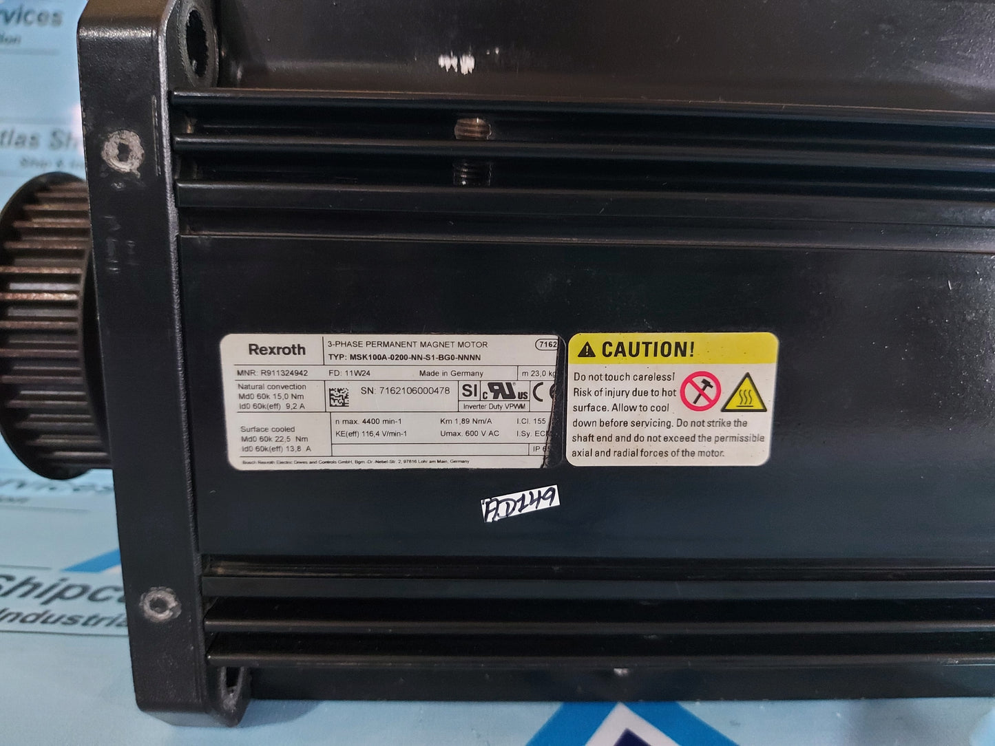 REXROTH MSK100A-0200-NN-S1-BG0-NNNN 3-PHASE PERMANENT MAGNET MOTOR