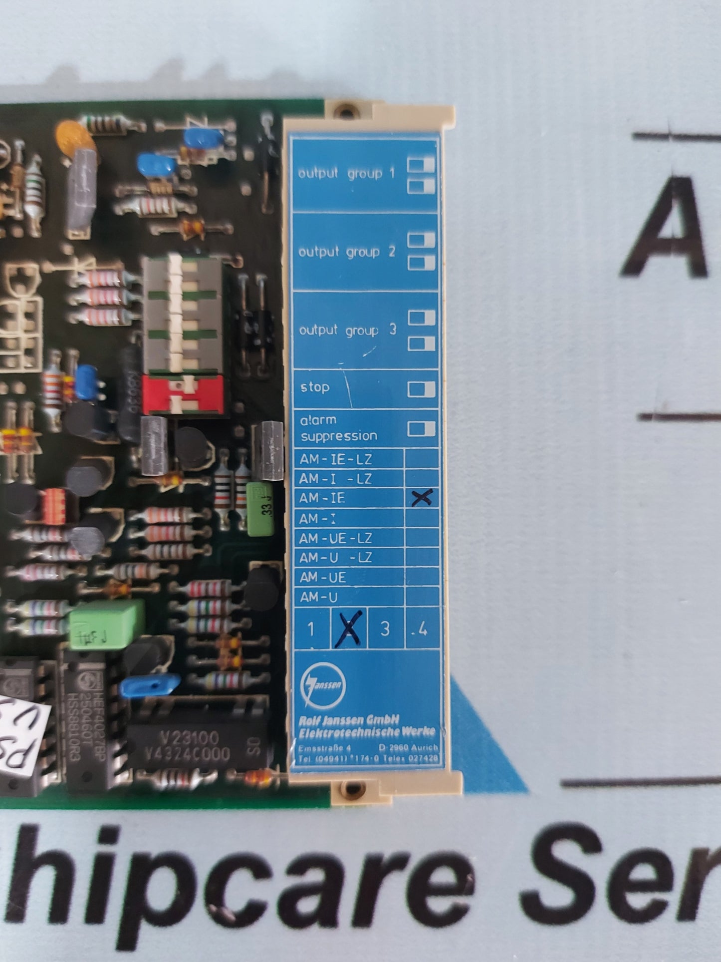 ROLF JANSSEN AM-IE ALARM CARD