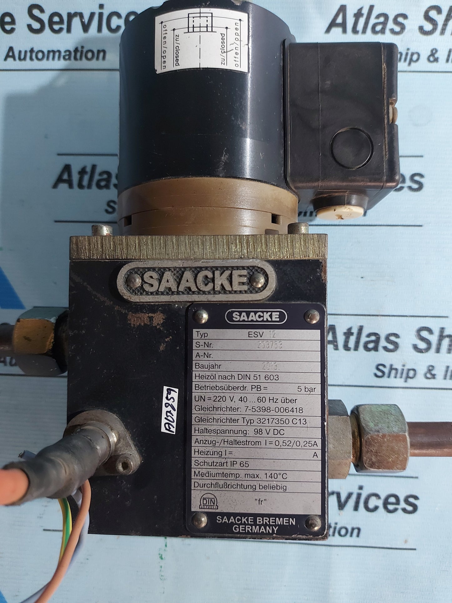SAACKE ESV 12 ELECTROMAGNETIC VALVE 32 173 50 E 20 AG259
