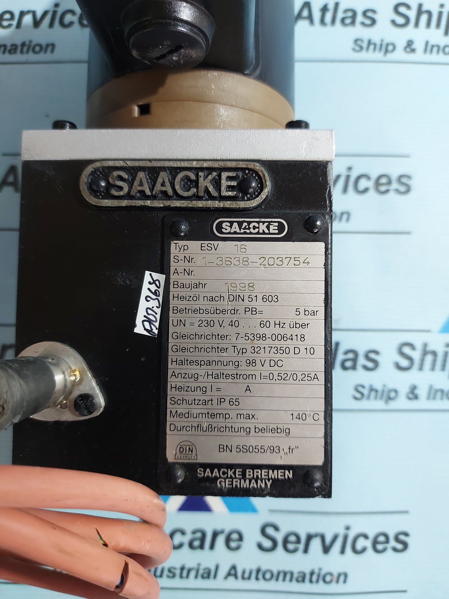 SAACKE ESV 16 ELECTROMAGNETIC VALVE AG368