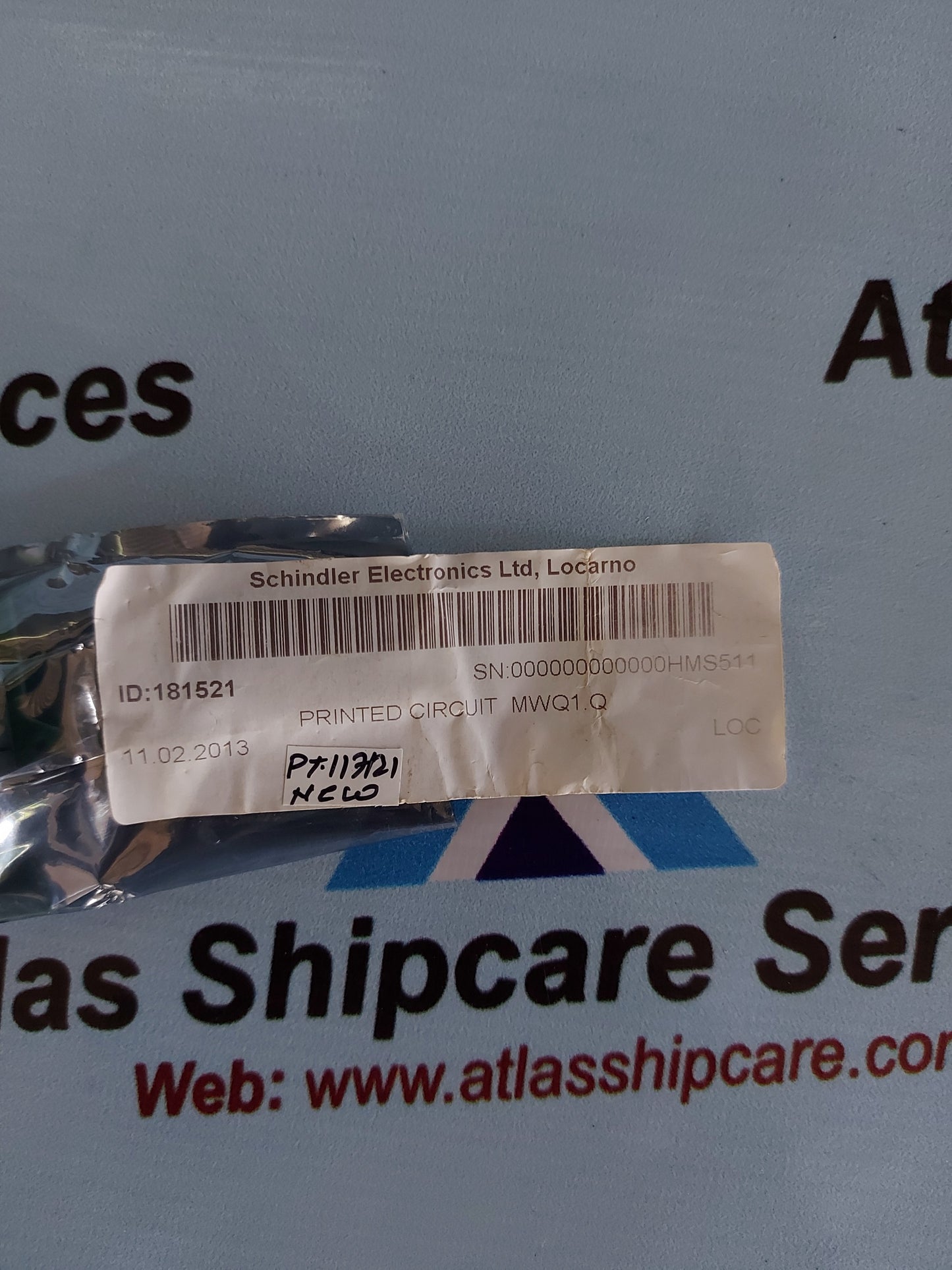 SCHINDLER MWQ1.Q 181521 ELEVATOR CONTROL BOARD