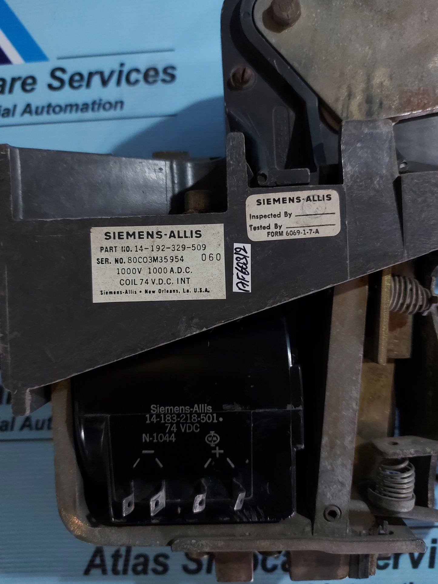 SIEMENS 14-192-329-509 DC CONTACTOR 1000V COIL 74 VDC