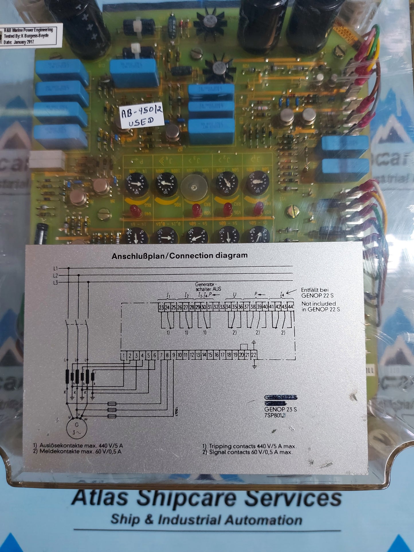 SIEMENS 7 SP 8014 GENOP 23 S CURRENT-REVERSE POWER PROTECTION RELAY