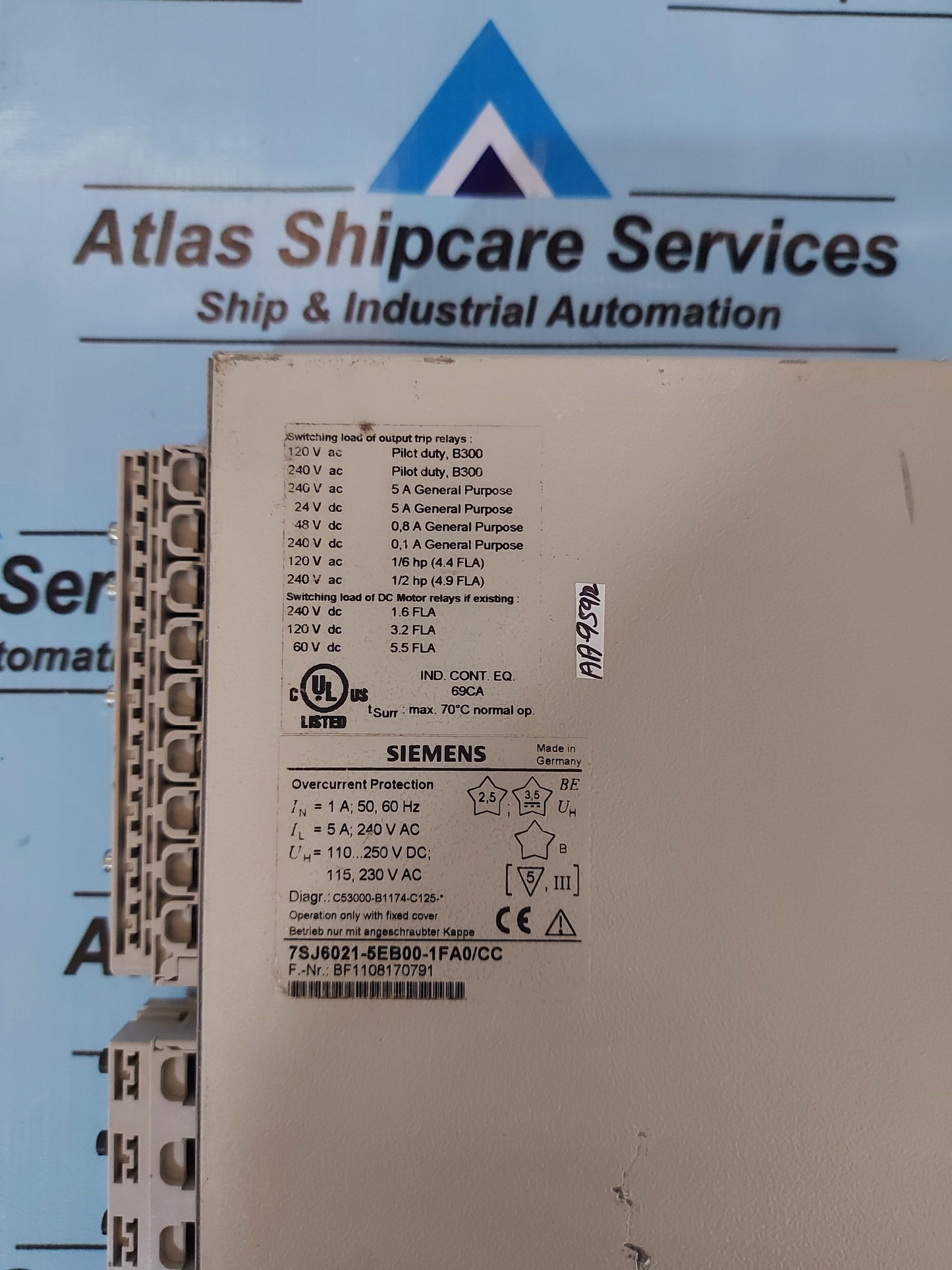 SIEMENS 7SJ6021-5EB00-1FA0/CC OVERCURRENT PROTECTION RELAY
