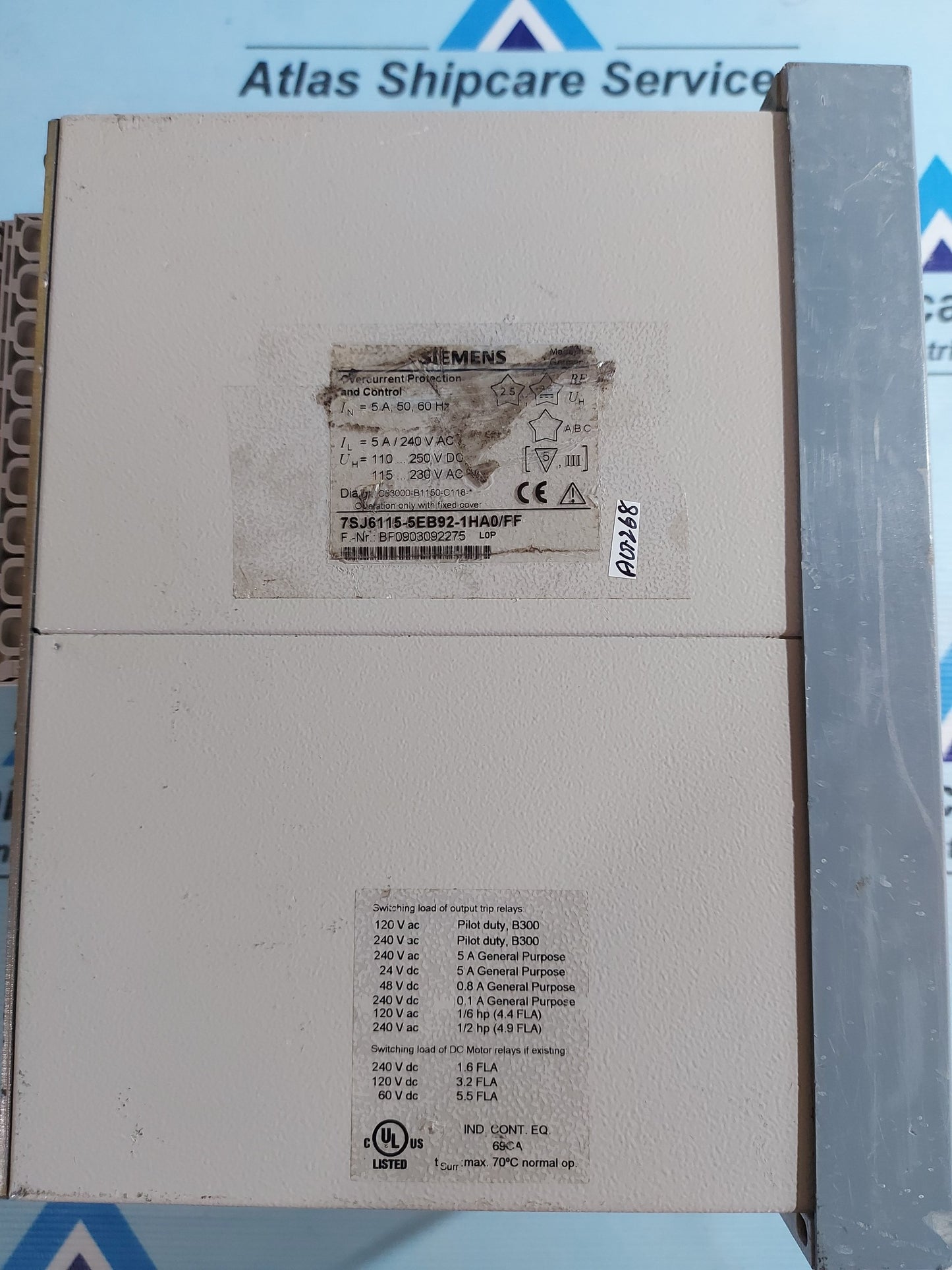 SIEMENS 7SJ61 SIPROTEC 7SJ6115-5EB92-1HA0/FF OVERCURRENT PROTECTION RELAY AG268