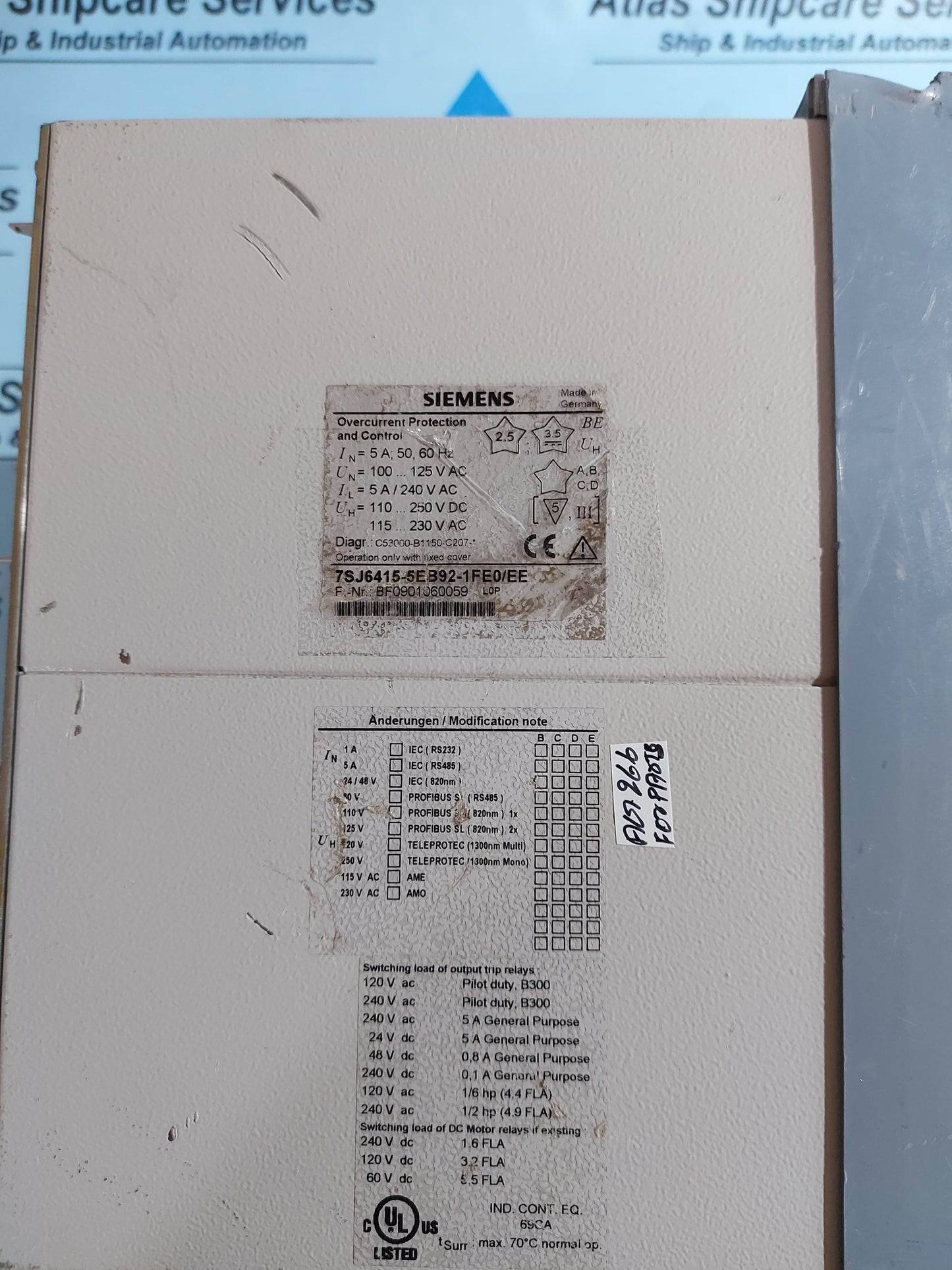 SIEMENS 7SJ64 SIPROTEC 7SJ6415-5EB92-1FE0/EE OVERCURRENT PROTECTION RELAY AG266
