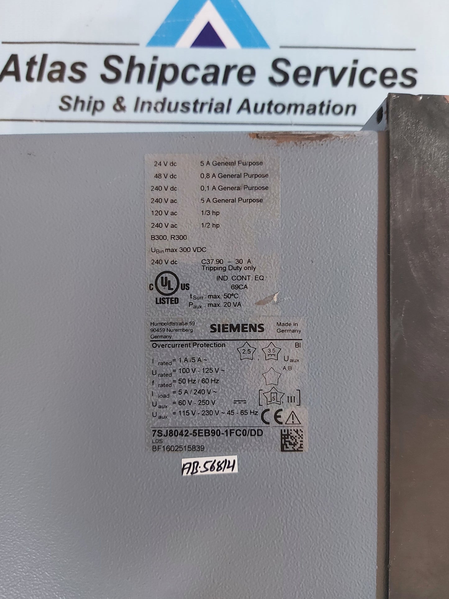 SIEMENS 7SJ8042-5EB90-1FC0/DD OVERCURRENT PROTECTION RELAY