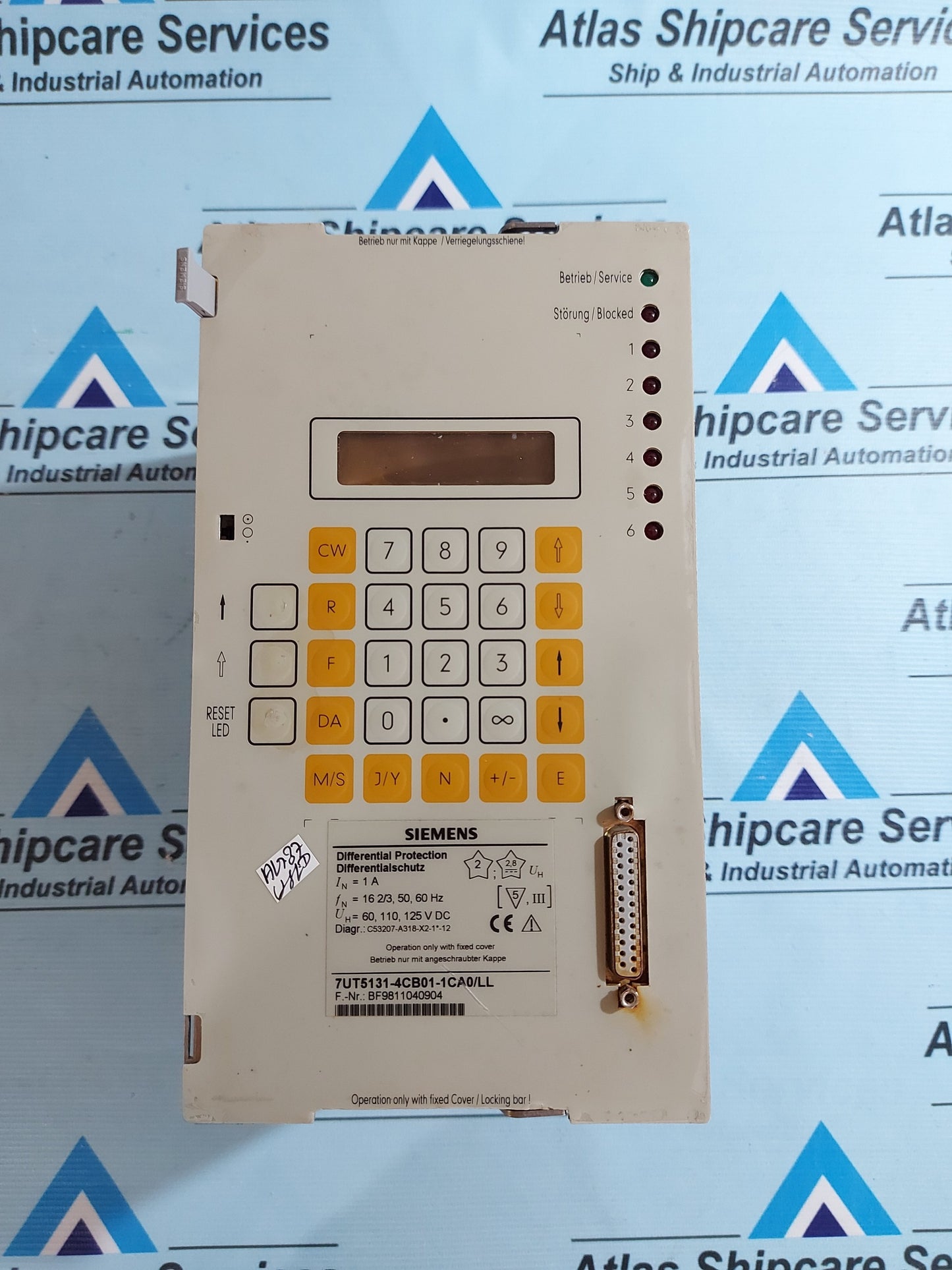 SIEMENS 7UT5131-4CB01-1CA0/LL DIFFERENTIAL PROTECTION RELAY AG37