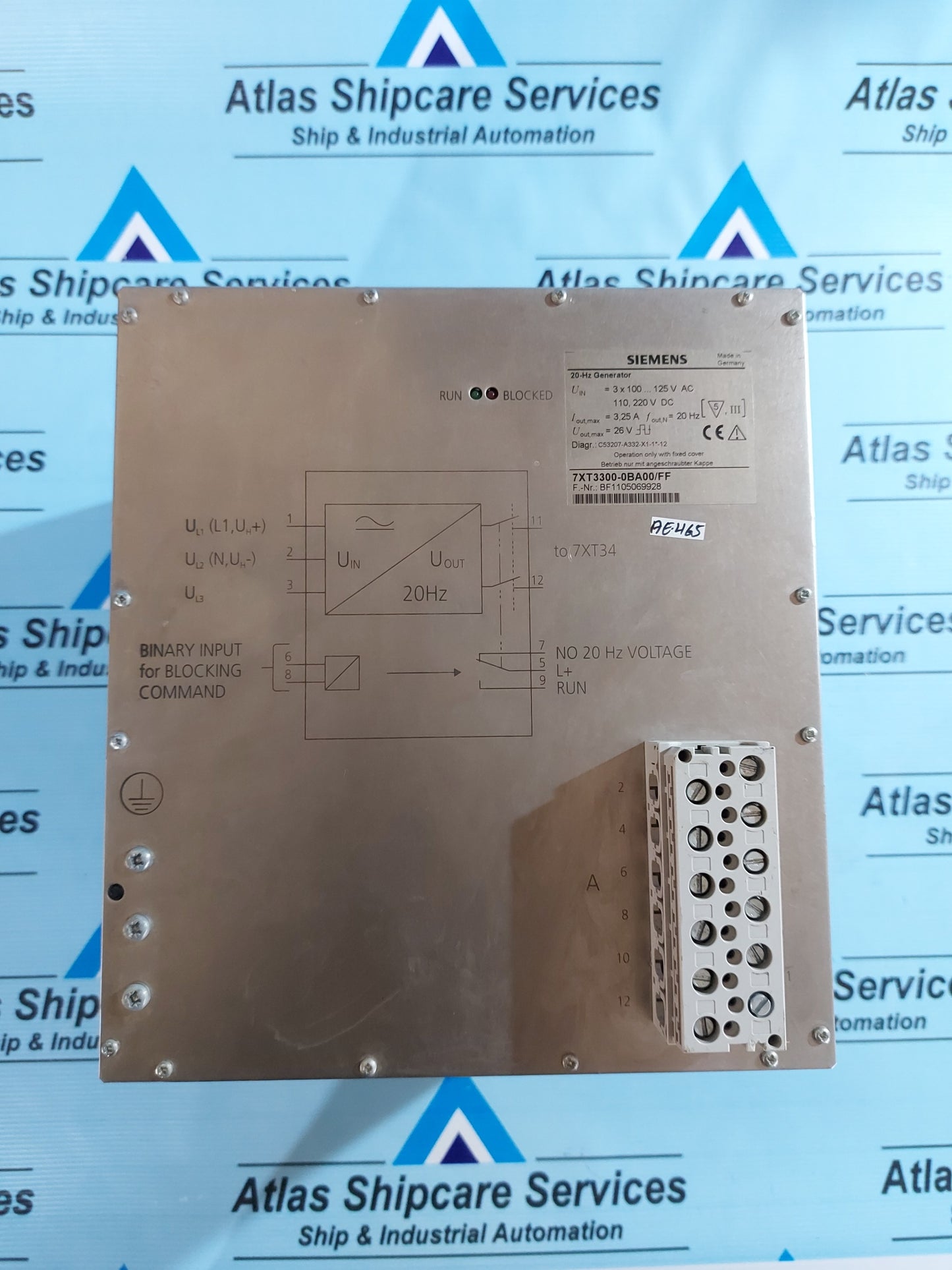 SIEMENS 7XT3300-0BA00/FF 20-Hz GENERATOR
