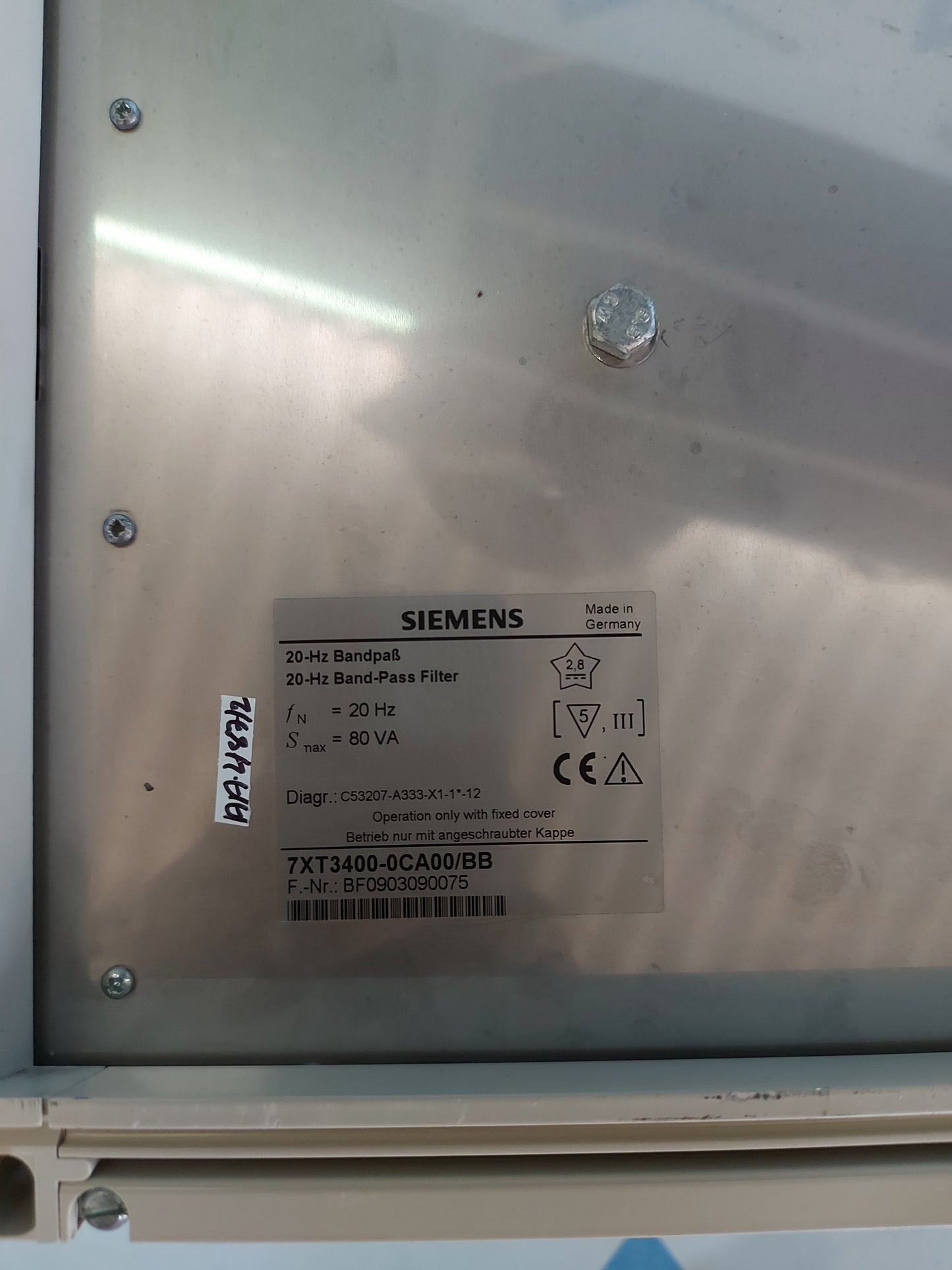 SIEMENS 7XT3400-0CA00/BB 20-Hz BAND-PASS FILTER