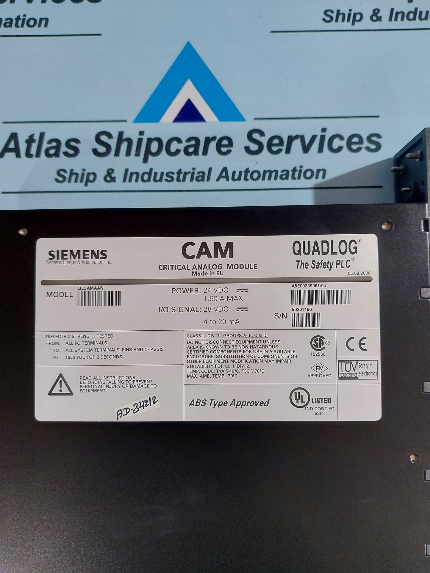 SIEMENS QLCAMAAN CAM QUADLOG CRITICAL ANALOG MODULE
