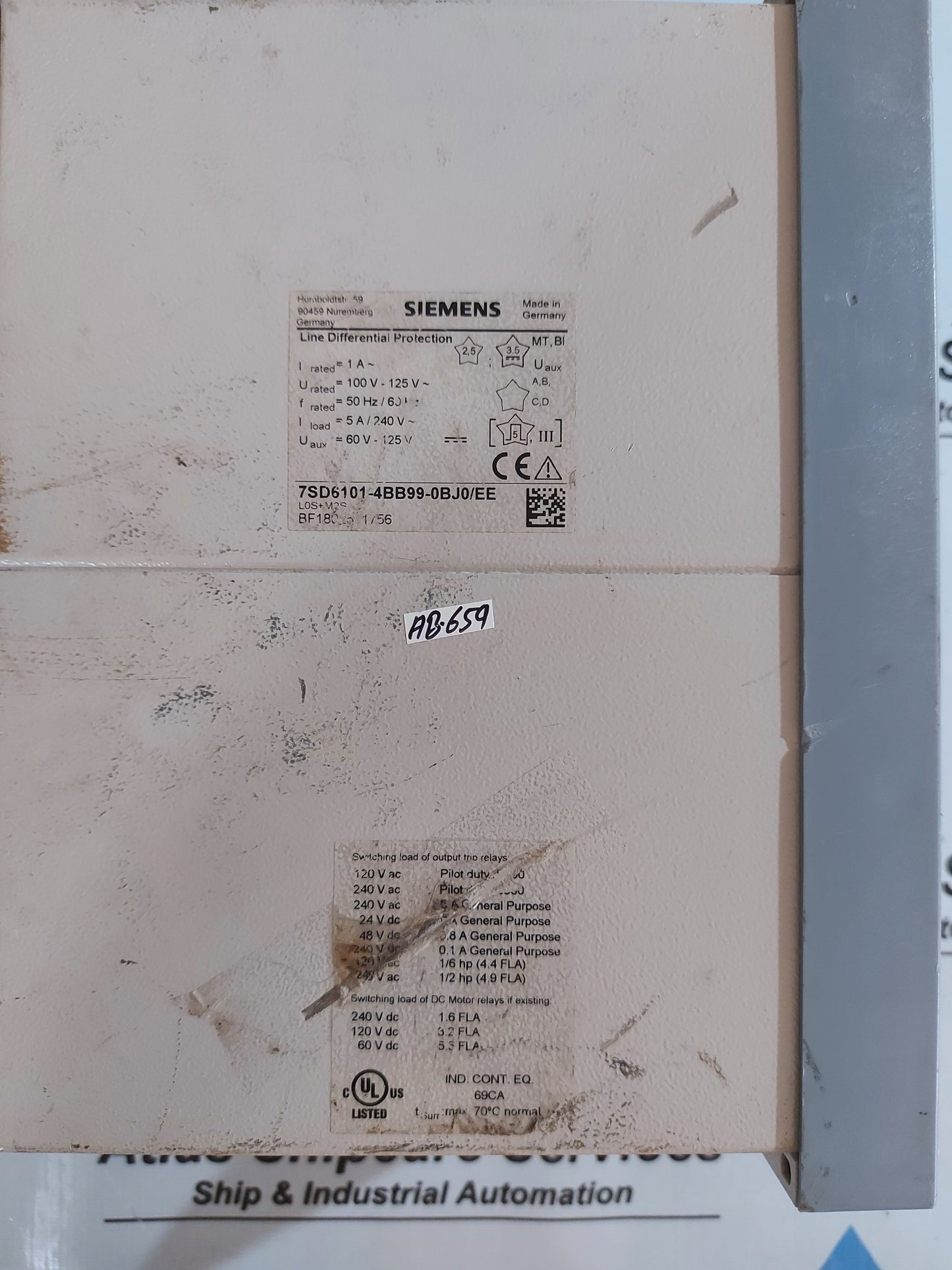 SIEMENS SIPROTEC 7SD6101-4BB99-0BJ0/EE LINE DIFFERENTIAL PROTECTION RELAY