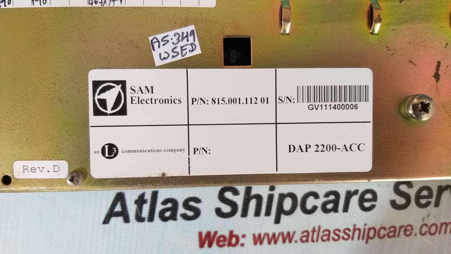Sam Electronics DAP 2200-ACC Monitoring And Control System P/N: 815.001.112 01