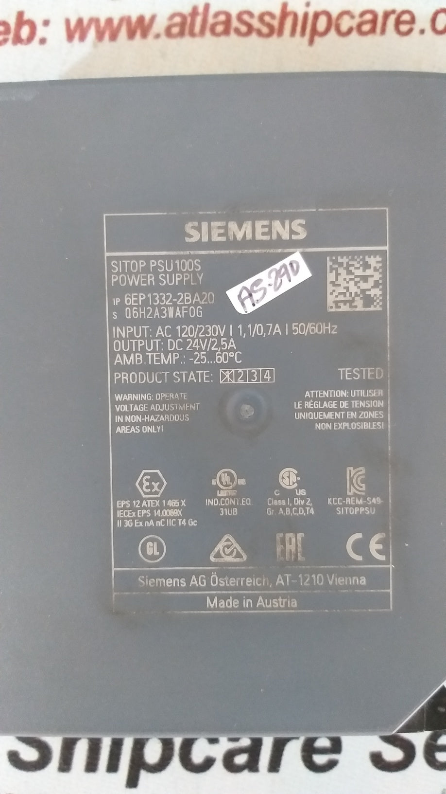 Siemens 6EP1332-2BA20 SITOP PSU100S Power Supply